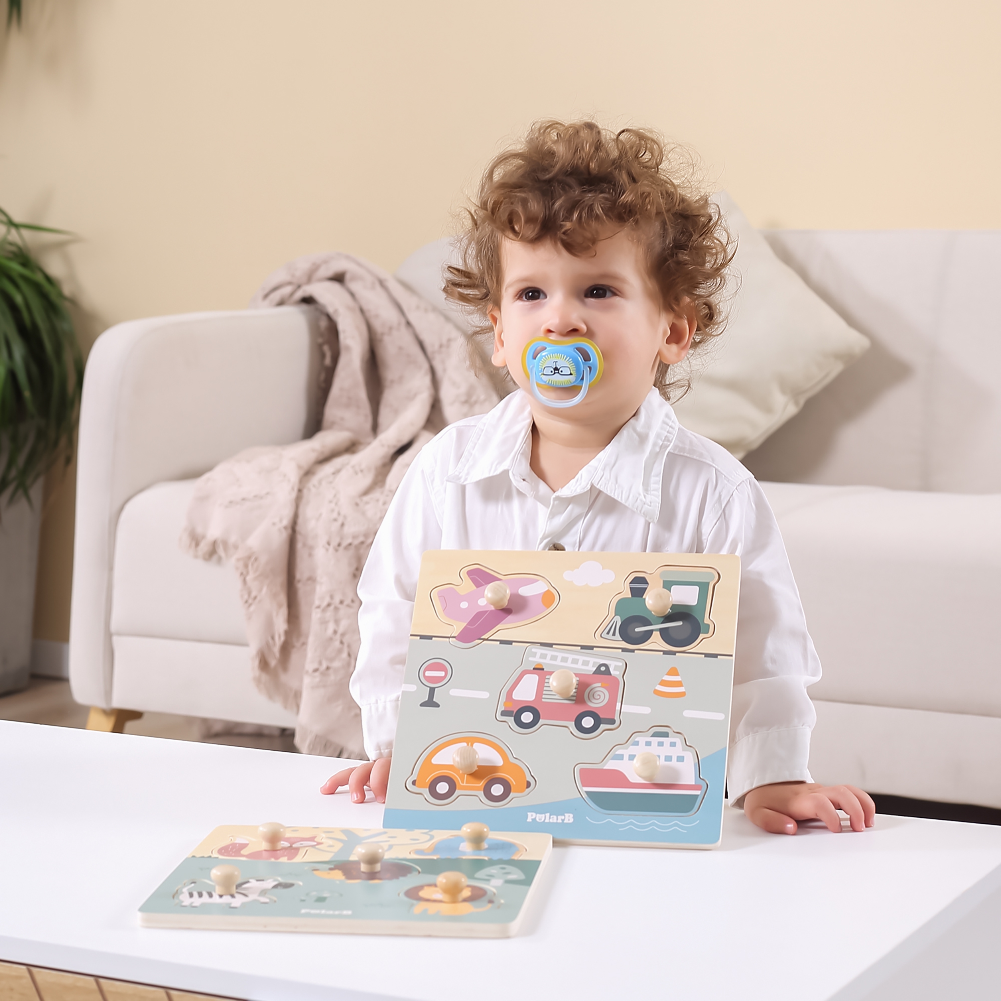 Polarb drewniane puzzle zwierzęta z pinezkami