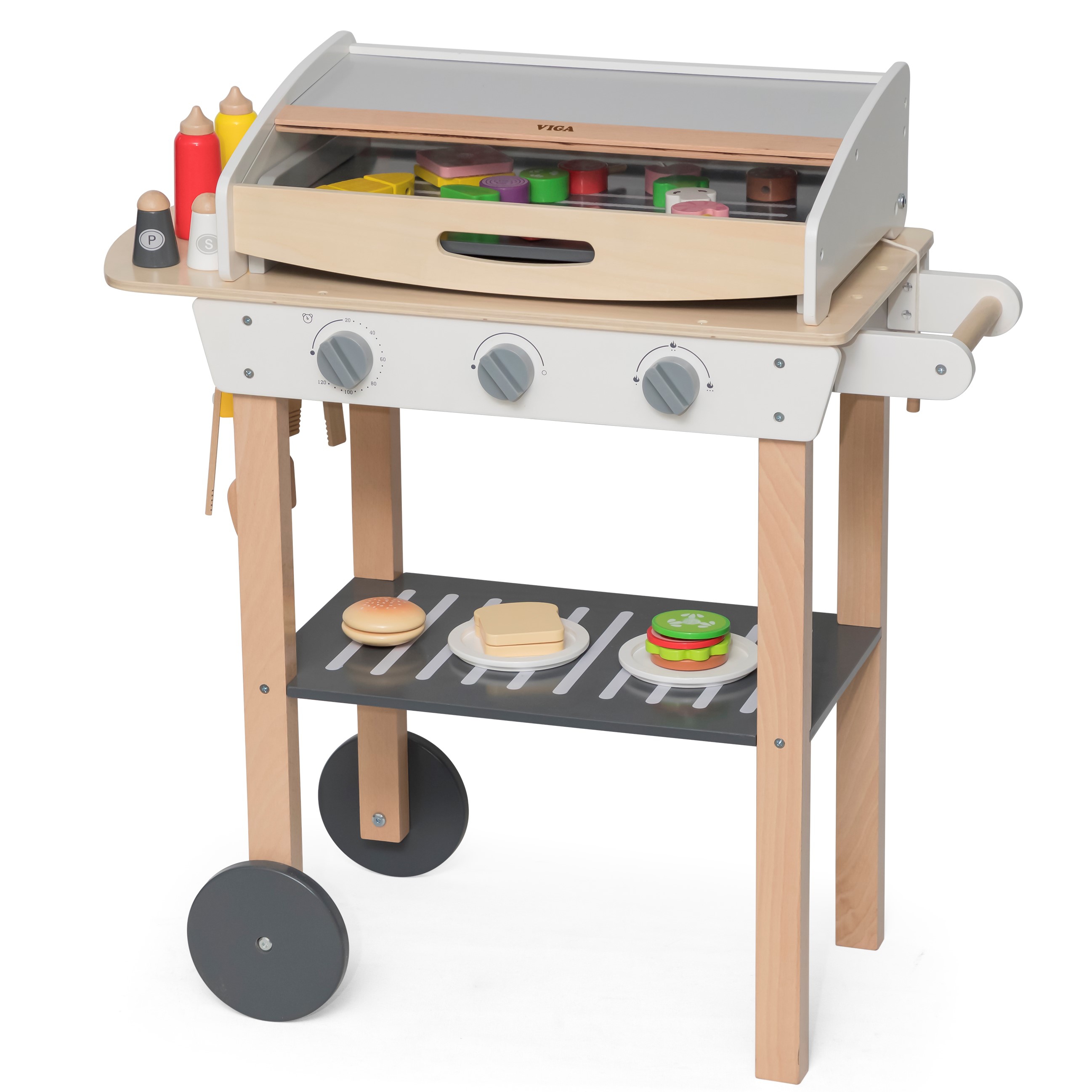 Duży drewniany grill dla dzieci + 47 akcesoriów