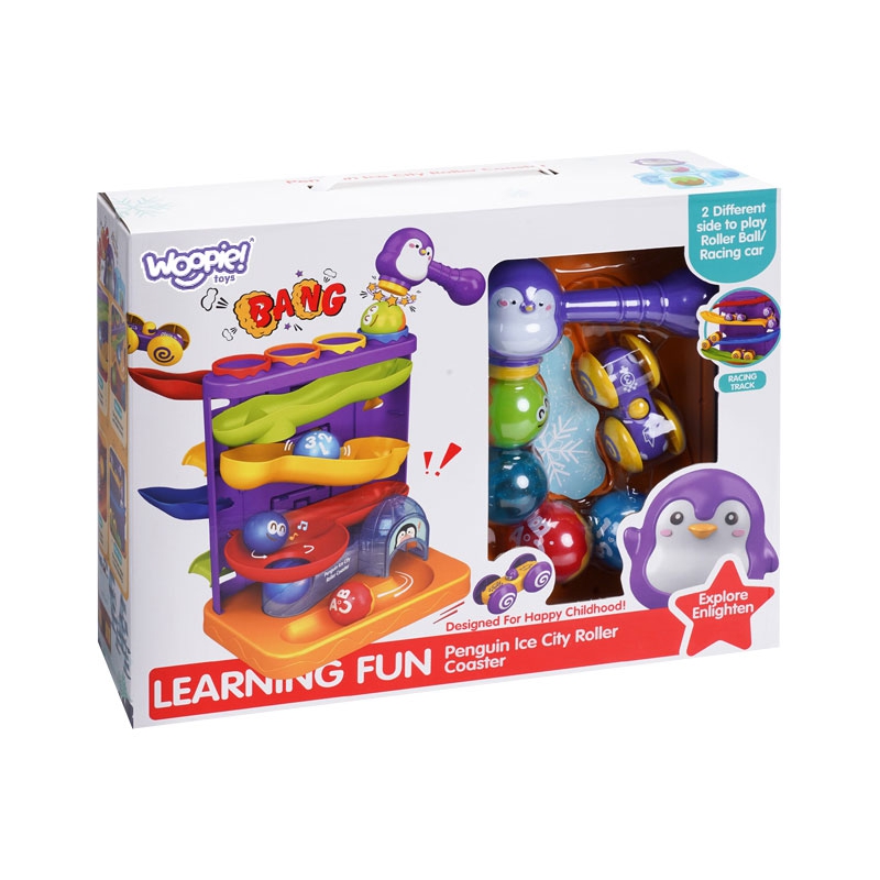 WOOPIE Tor Kulkowy Kulodrom 3w1 Wbijak z Młoteczkiem Zjeżdżalnia dla Samochodzików