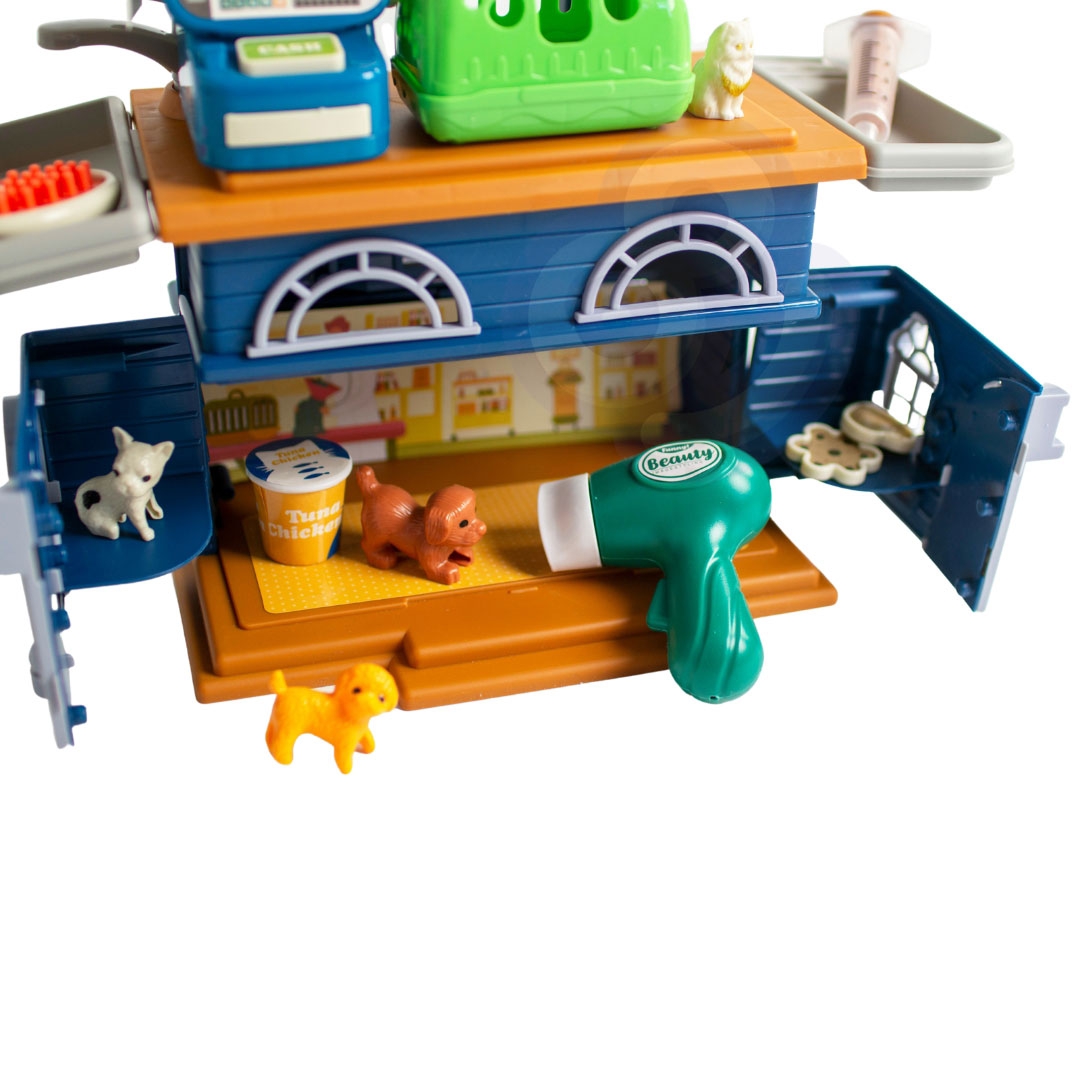 Domek 2w1 sklep zoologiczny + salon urody weterynarz 33 el.