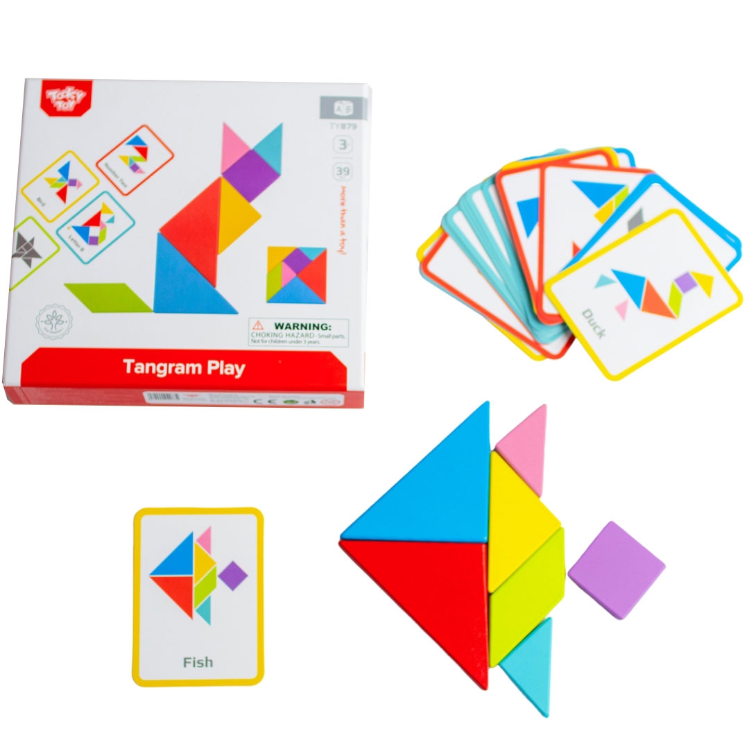 Drewniane puzzle tangram układanka
