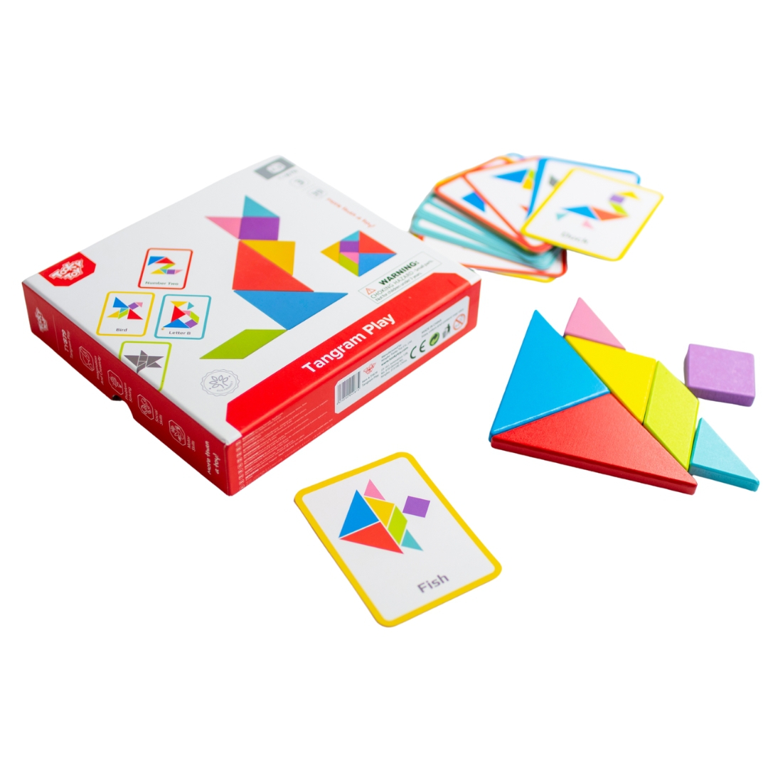 Drewniane puzzle tangram układanka