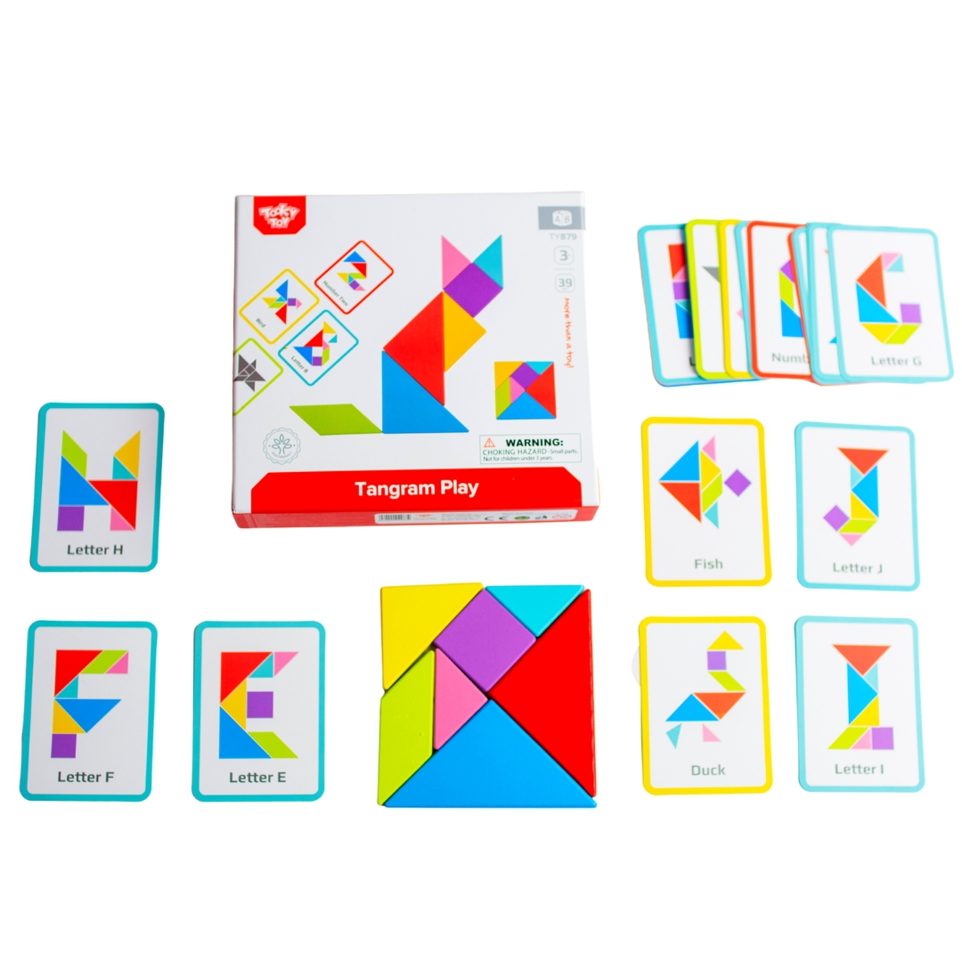 Drewniane puzzle tangram układanka