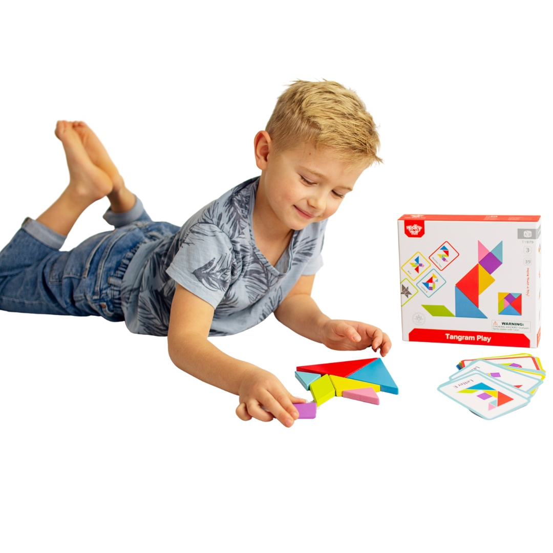 Drewniane puzzle tangram układanka
