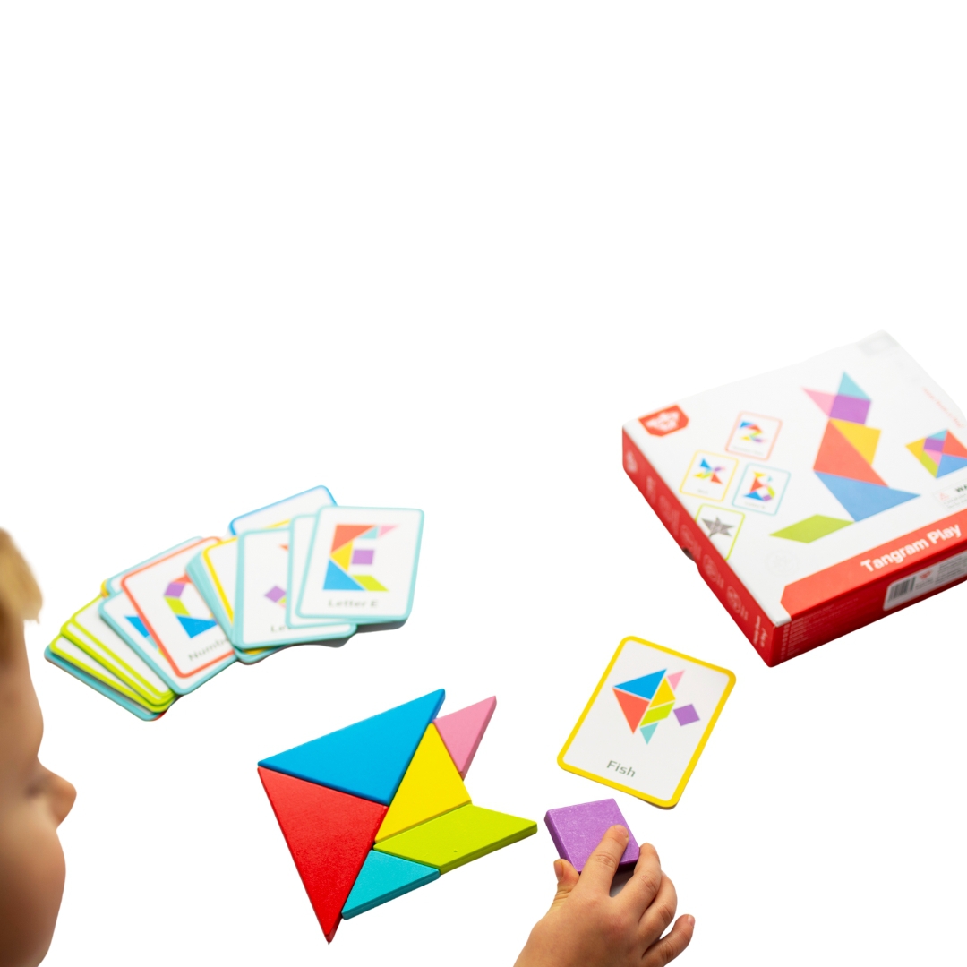 Drewniane puzzle tangram układanka