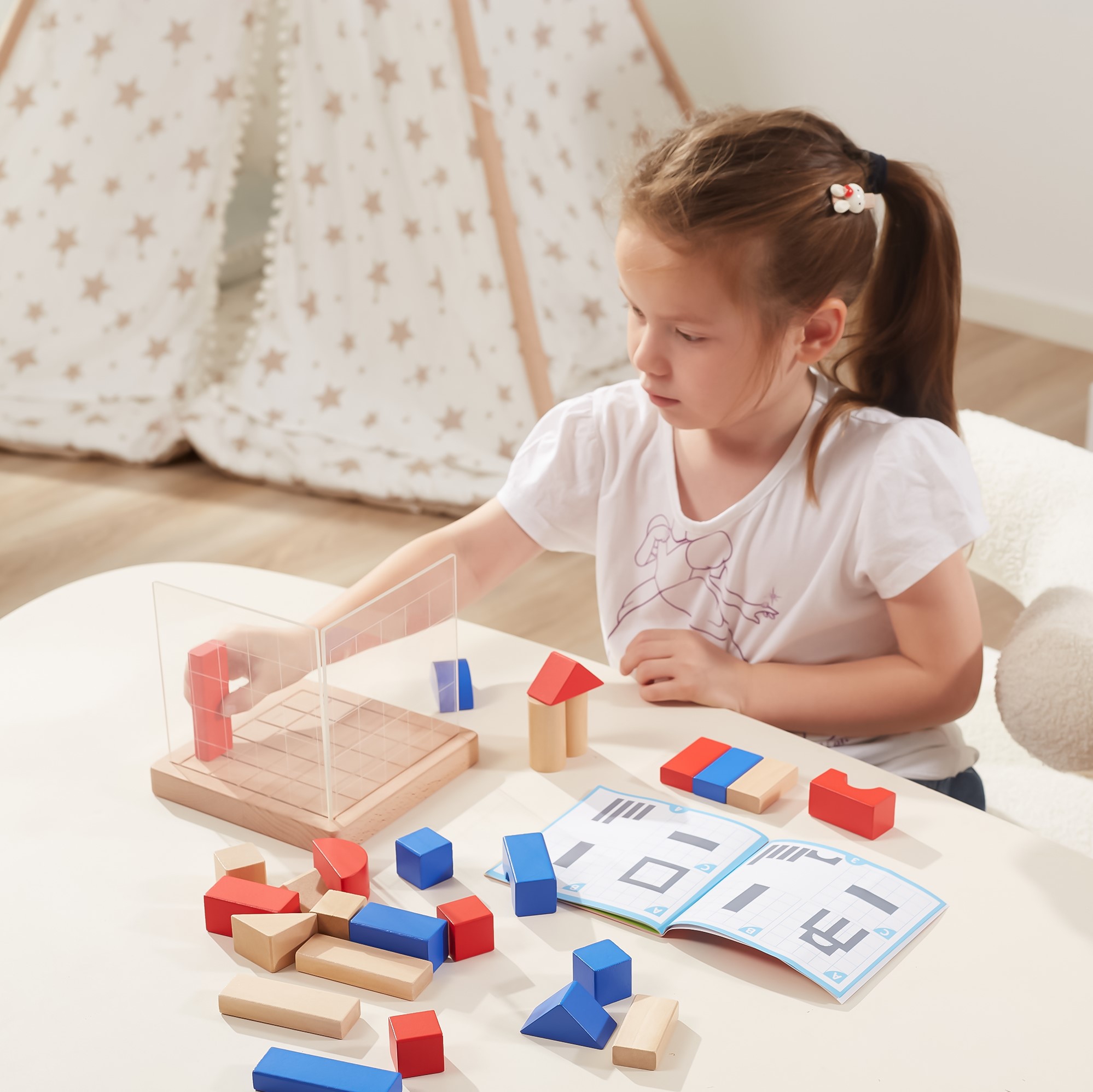 Drewniana gra budowanie klocki 3d montessori