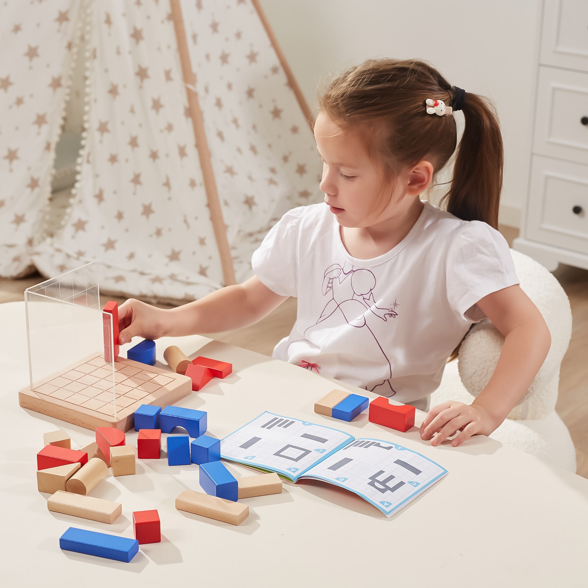 Drewniana gra budowanie klocki 3d montessori