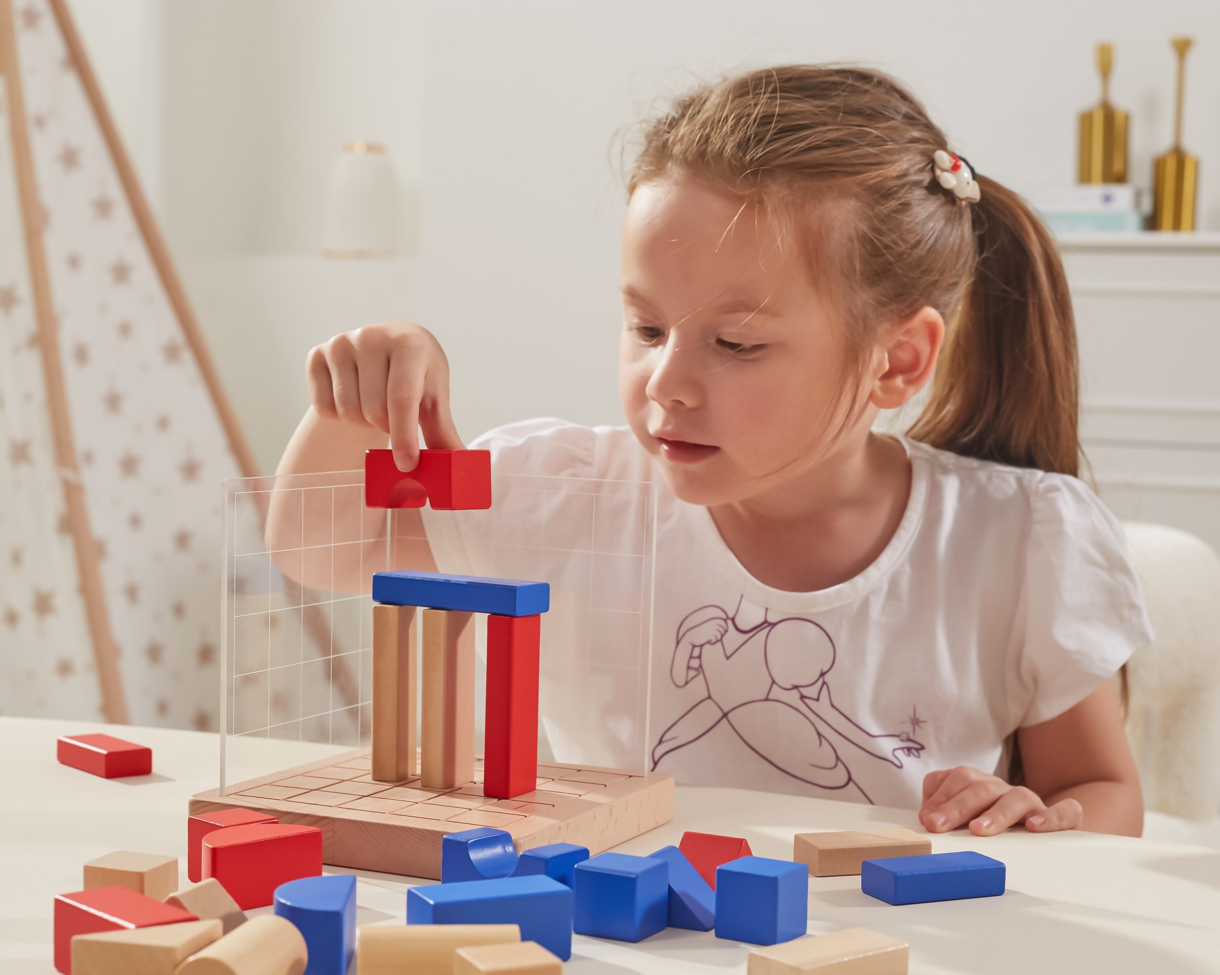 Drewniana gra budowanie klocki 3d montessori