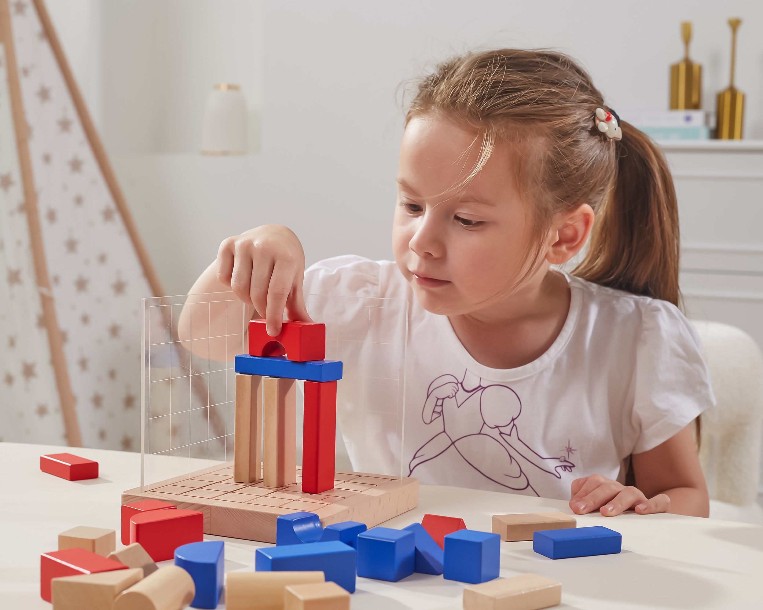 Drewniana gra budowanie klocki 3d montessori