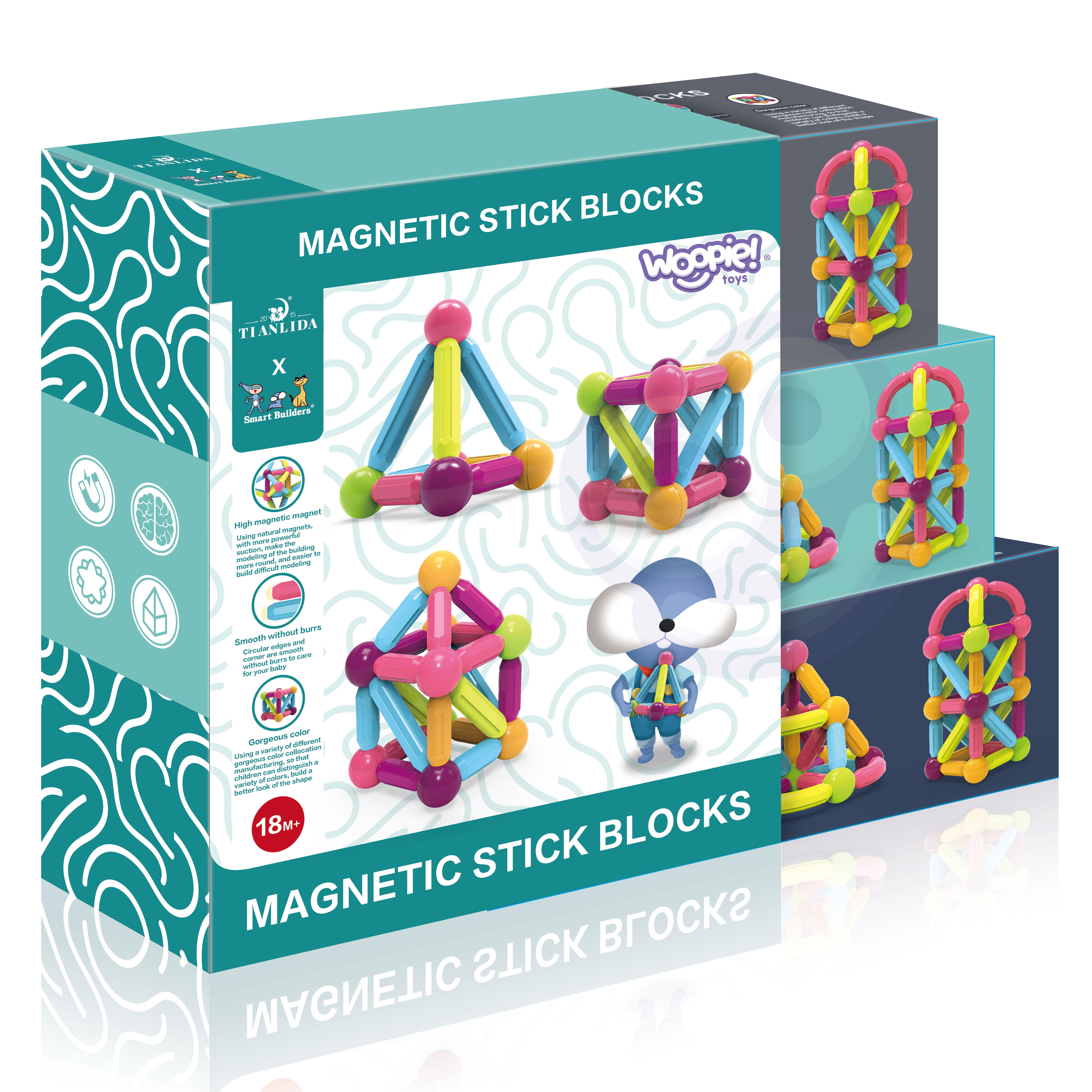 Magnetyczne klocki konstrukcyjne edukacyjne duże grube 28 el.