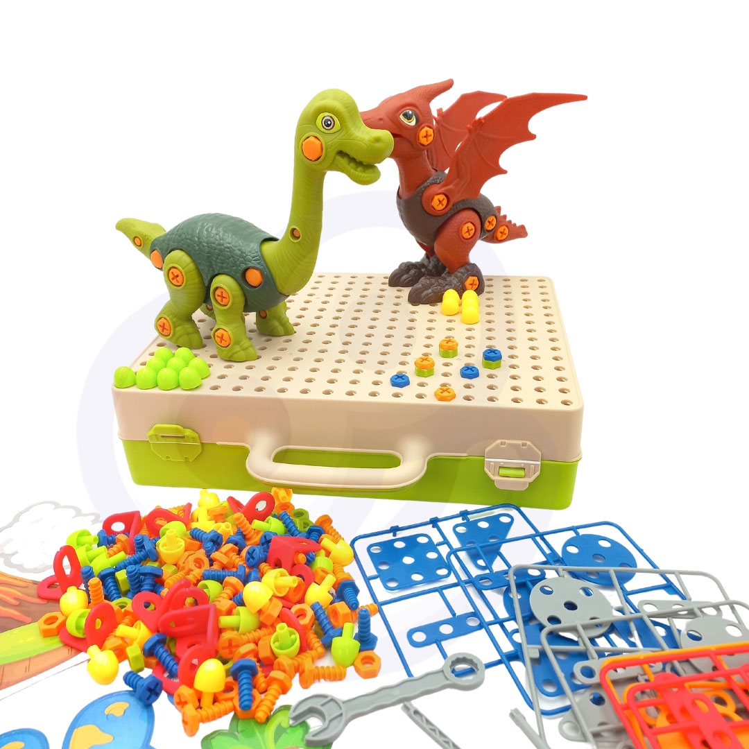 Klocki konstrukcyjne dinozaury do skręcenia zestaw 3d
