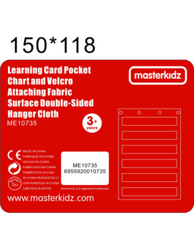 Materiałowy Arkusz Do Wieszania Z Kieszonkami Na Fiszki I Obrazki Masterkidz Czerwony