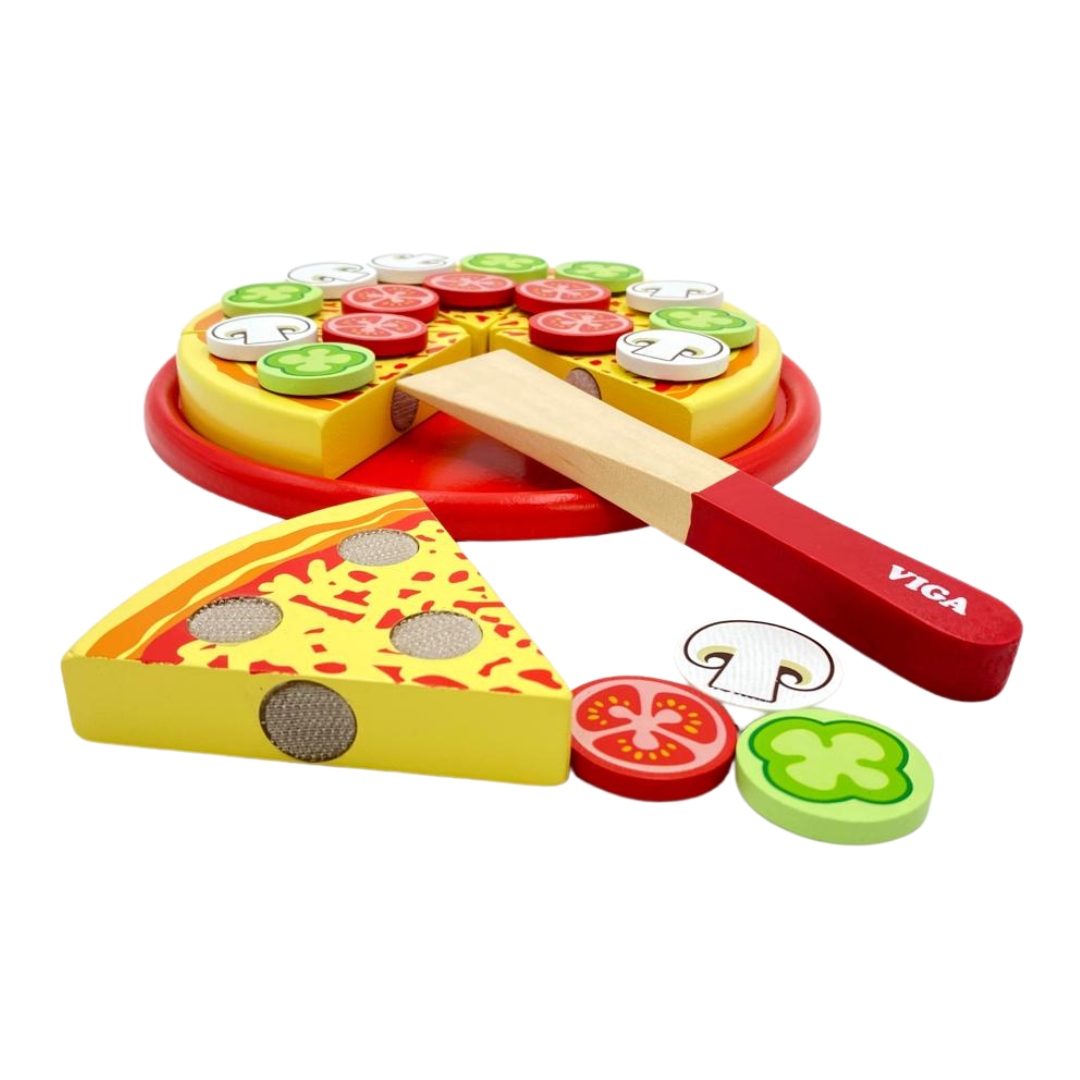 Drewniana Pizza do krojenia z dodatkami Viga Toys