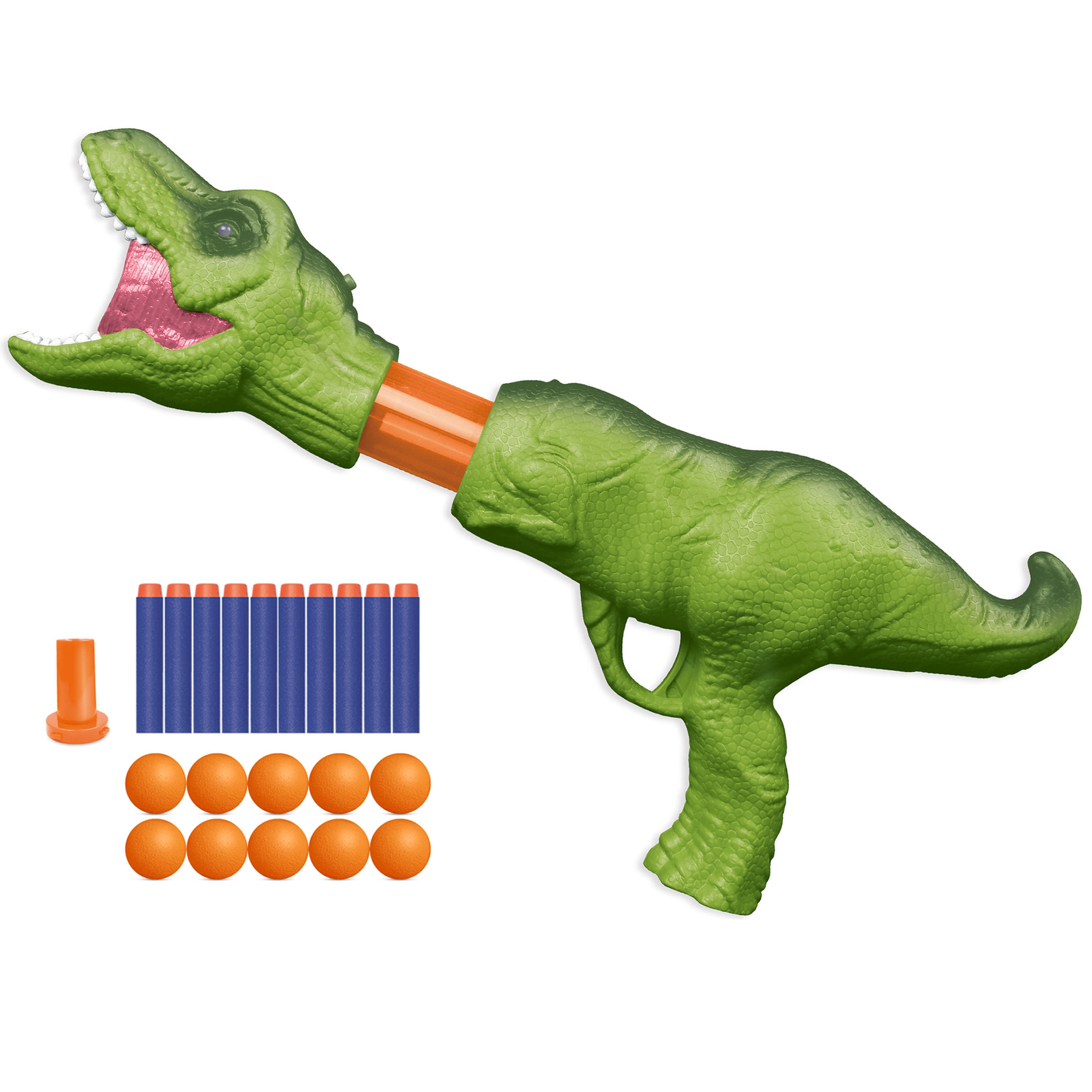 Pistolet na piłki kulki piankowe i strzałki wyrzutnia automatyczna dinozaur 22 el.