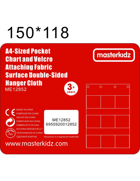 Materiałowy Arkusz Do Wieszania Z Kieszonkami Na Książki i Obrazki Masterkidz Niebieski