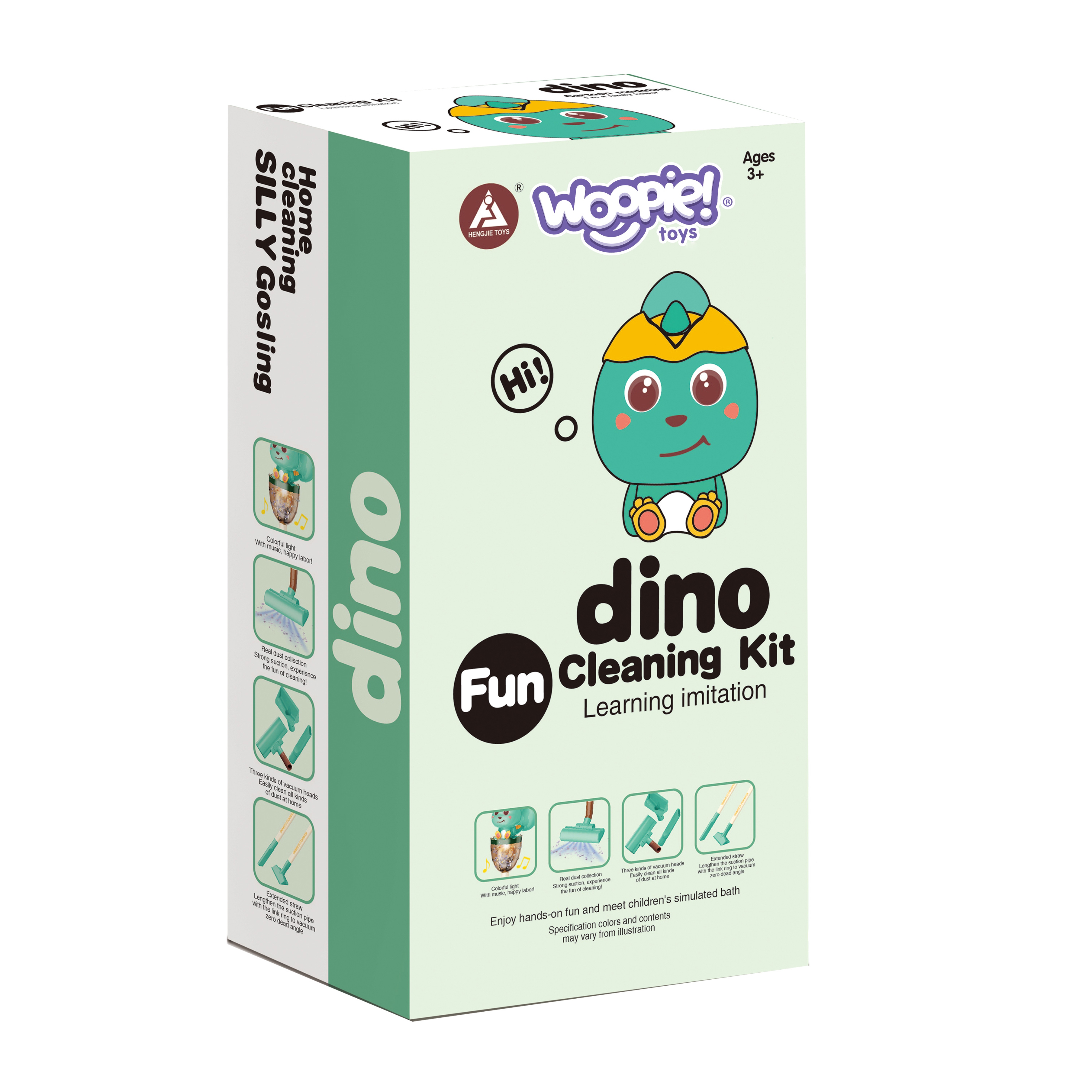 Interaktywny odkurzacz dino 3w1 funkcja ssania światło dźwięk