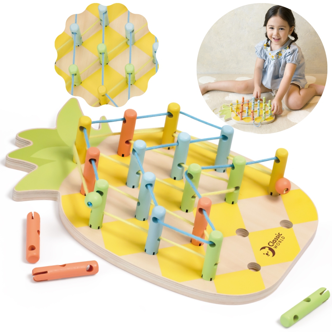 Wooden threader pineapple pegs 21 pcs.