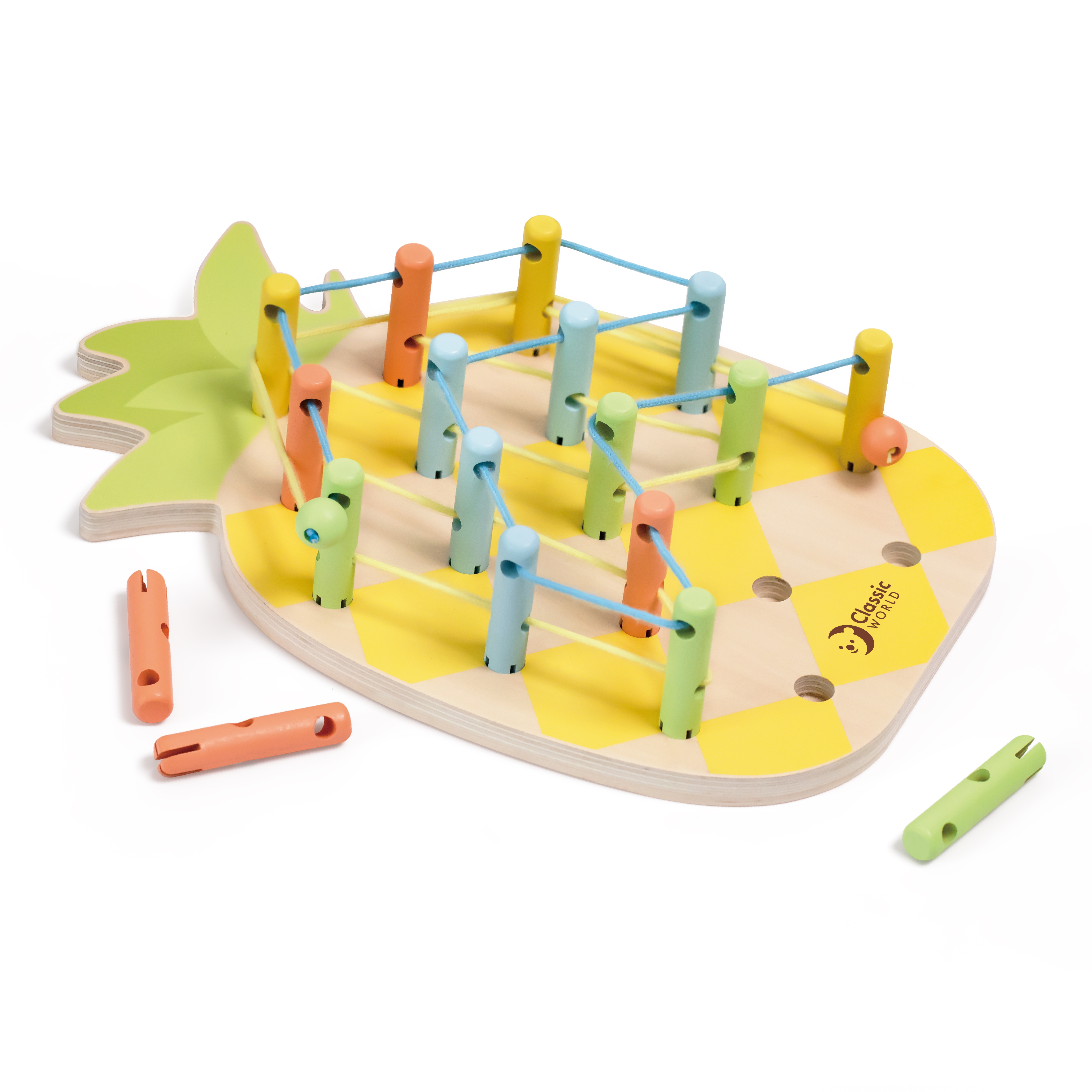 Wooden threader pineapple pegs 21 pcs.