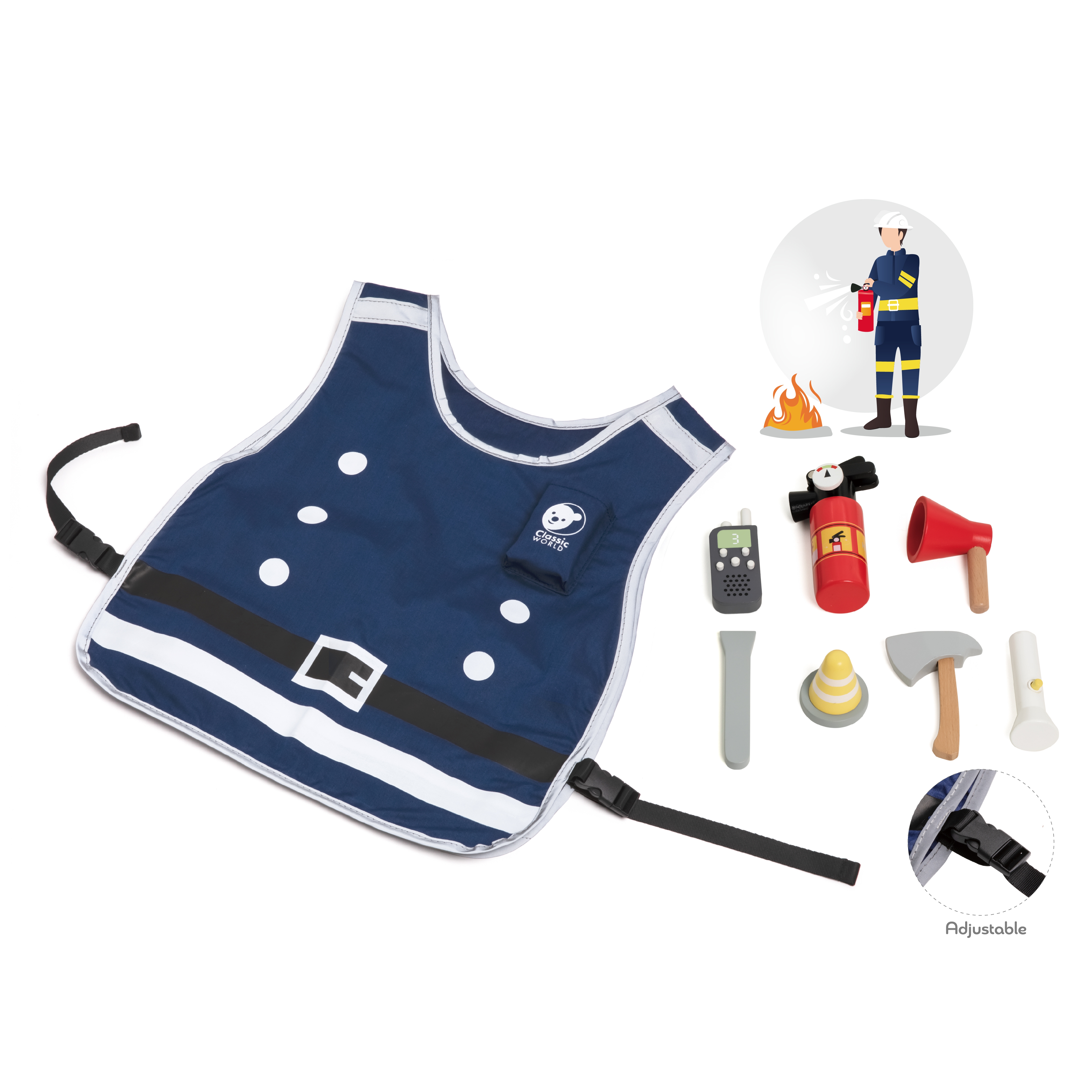 Little firefighter set costume tools 8 pcs.
