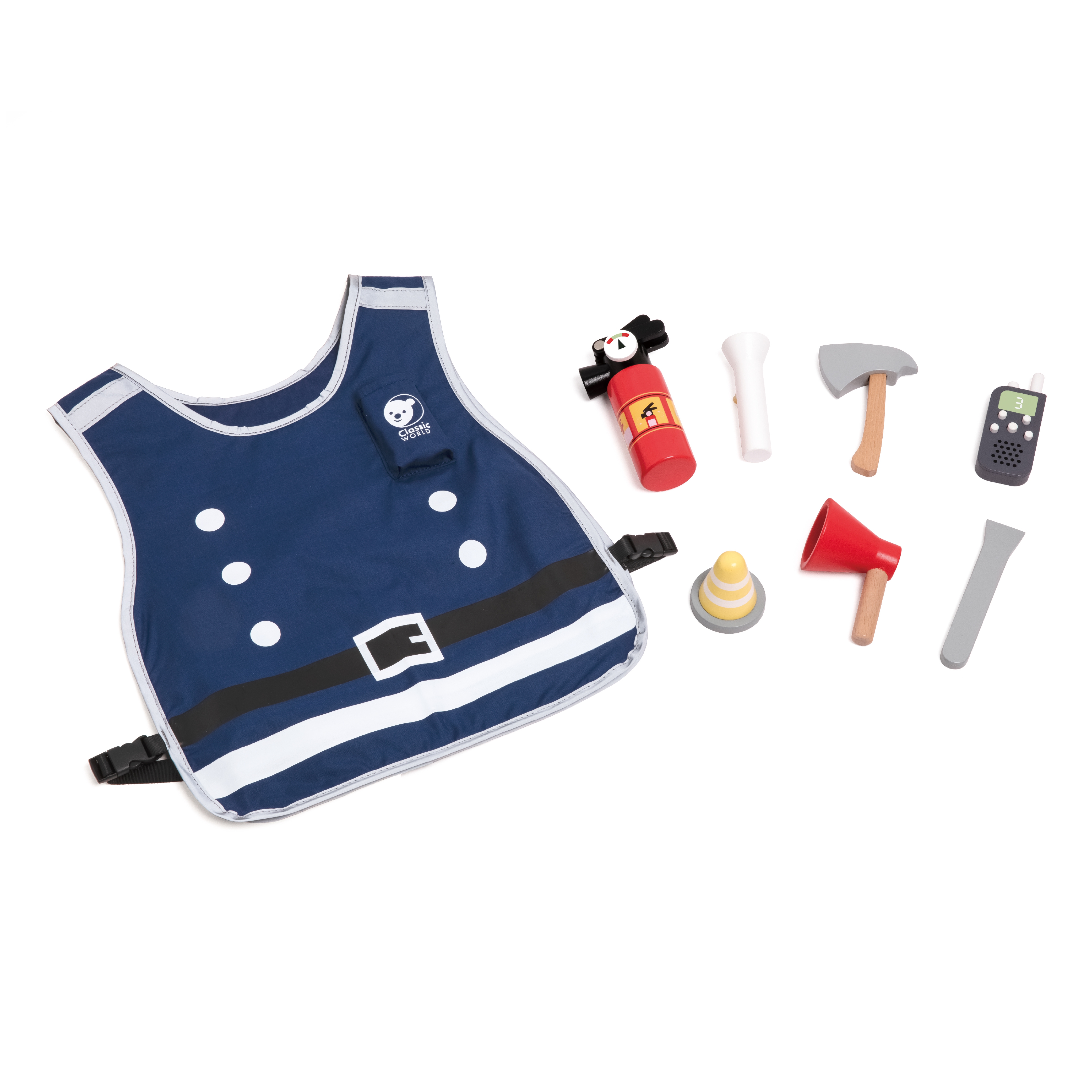 Little firefighter set costume tools 8 pcs.