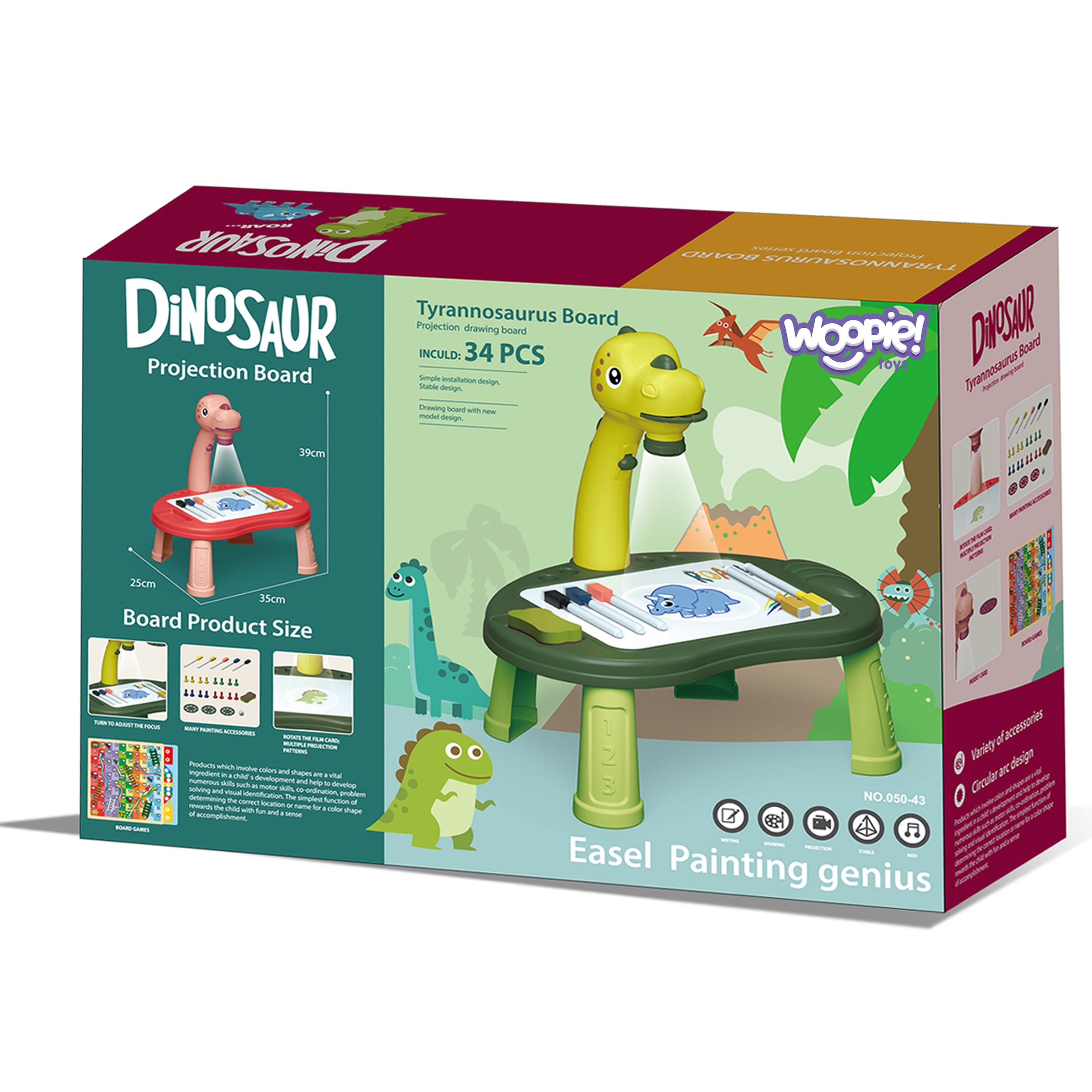 Tablica do rysowania projektor dinozaur 24 wzory + 2 gry
