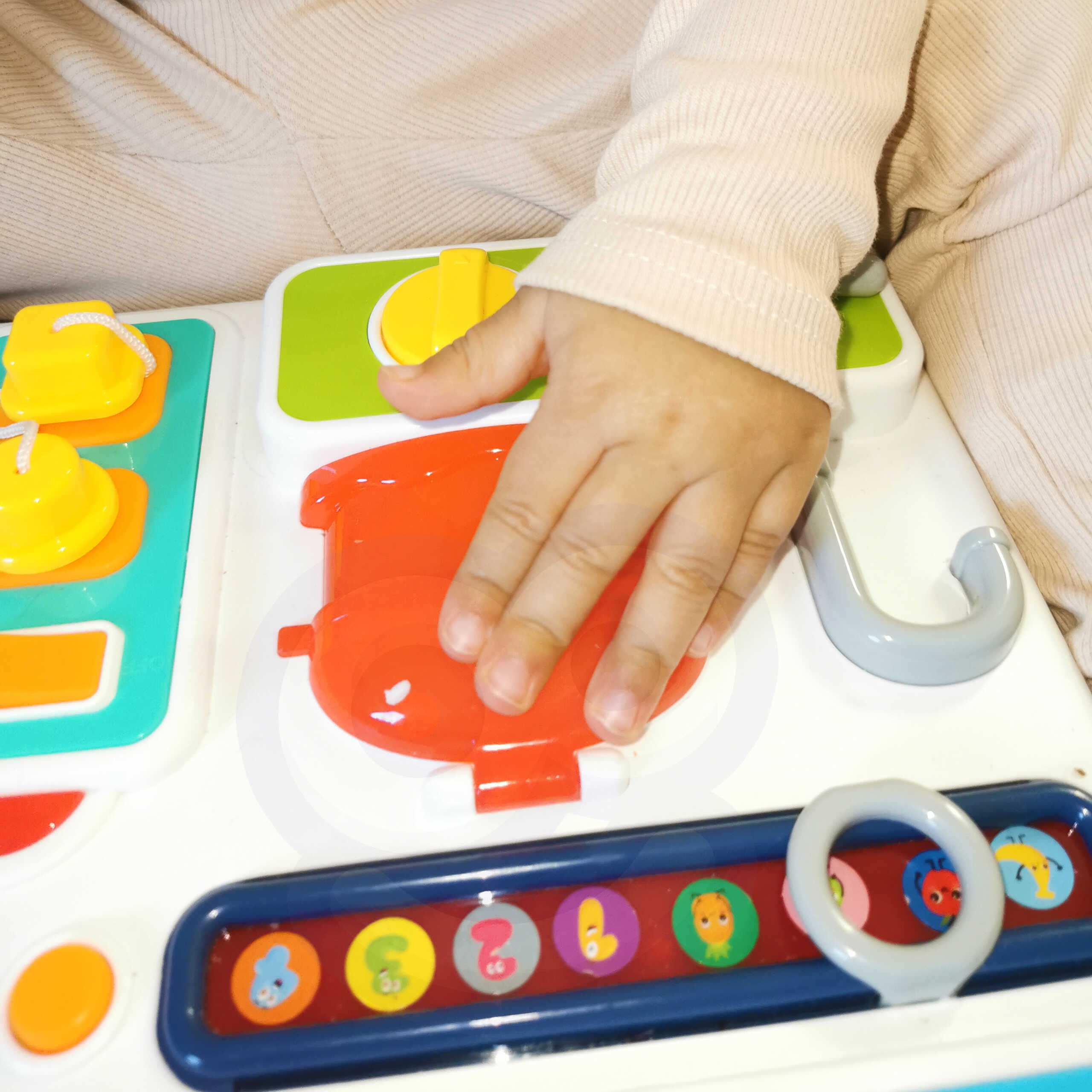 Tablica manipulacyjna kuchnia zegar z efektami dźwiękowymi i świetlnymi montessori