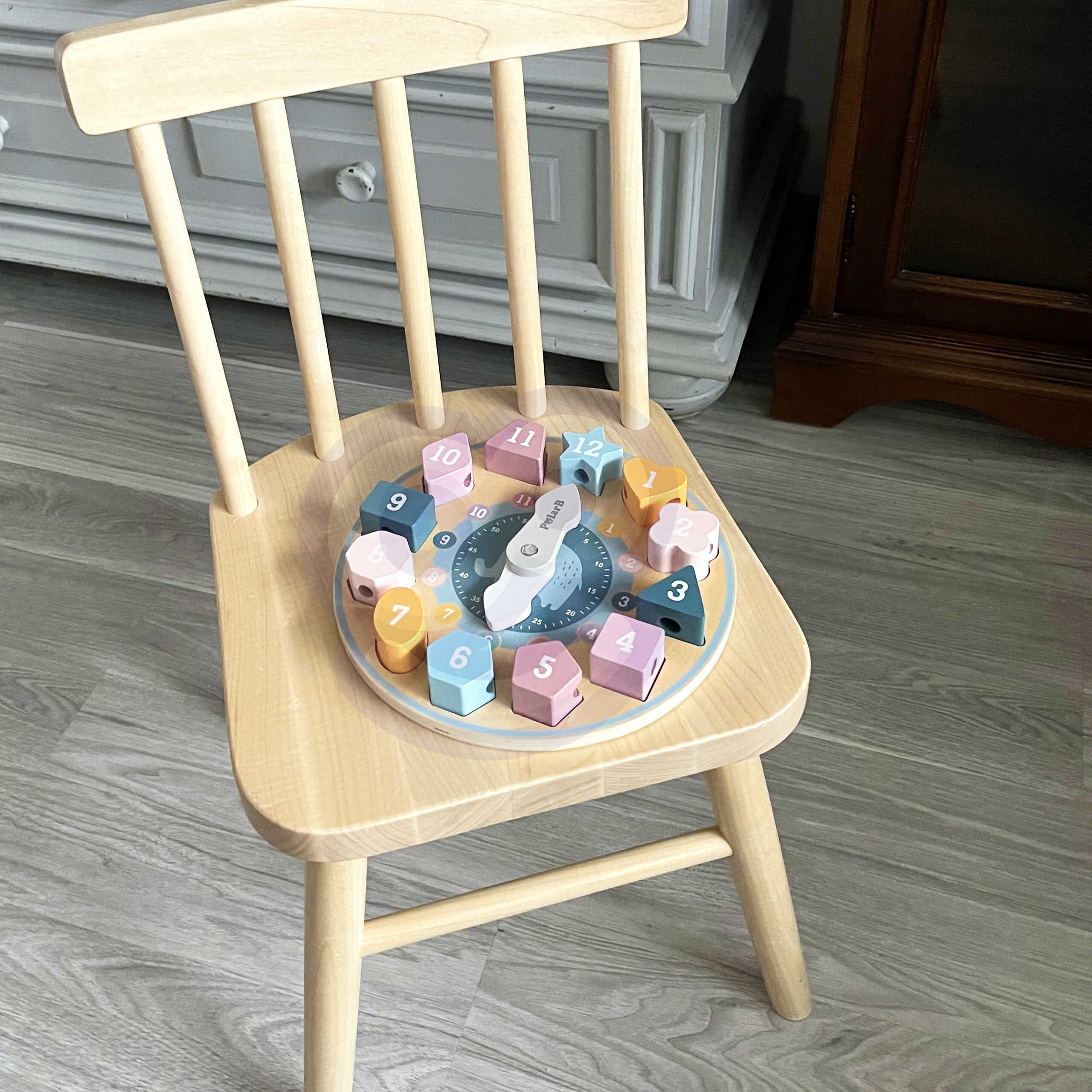 Polarb sorter kształtów zegar nawlekanka montessori
