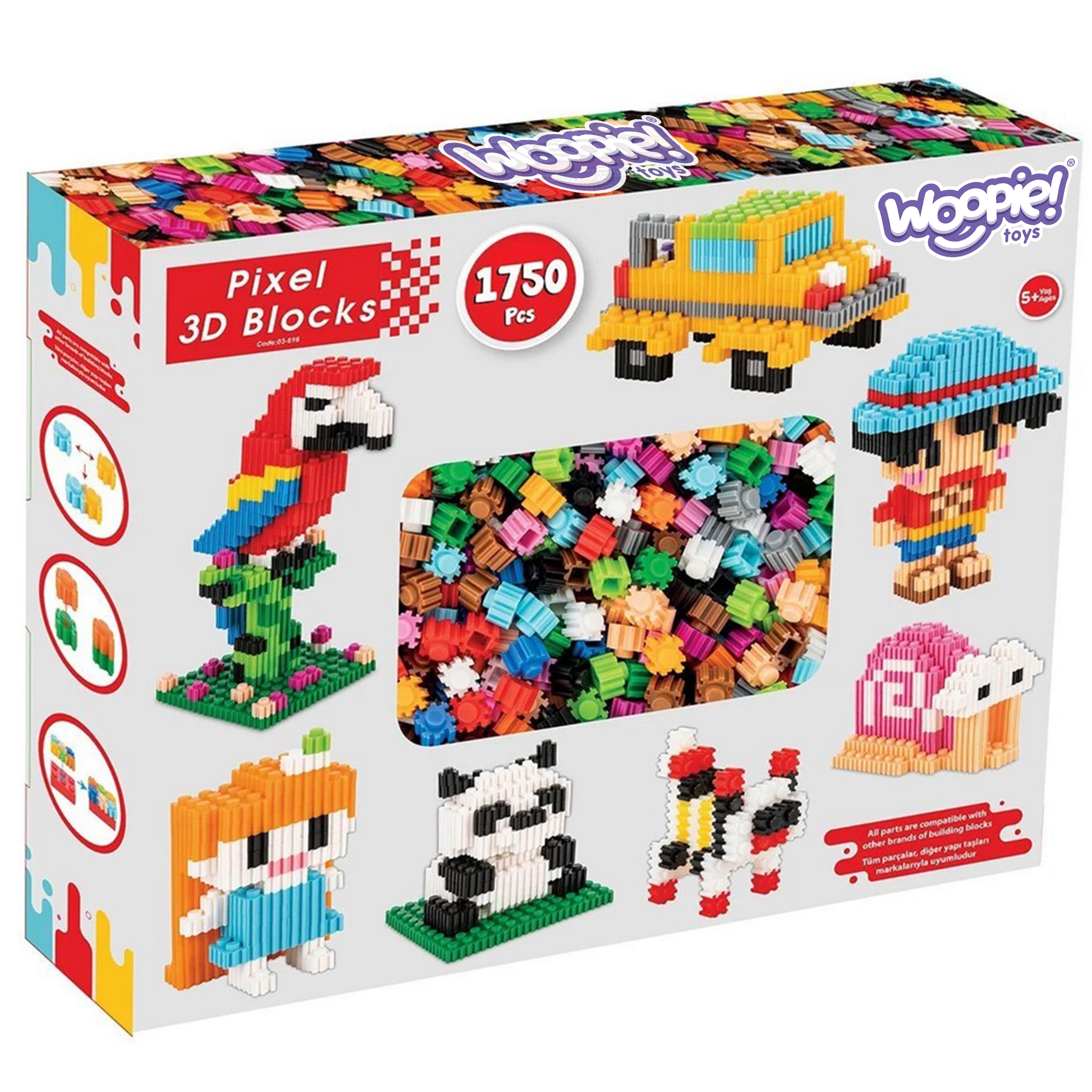 Klocki konstrukcyjne 3d pixel 1750 el.