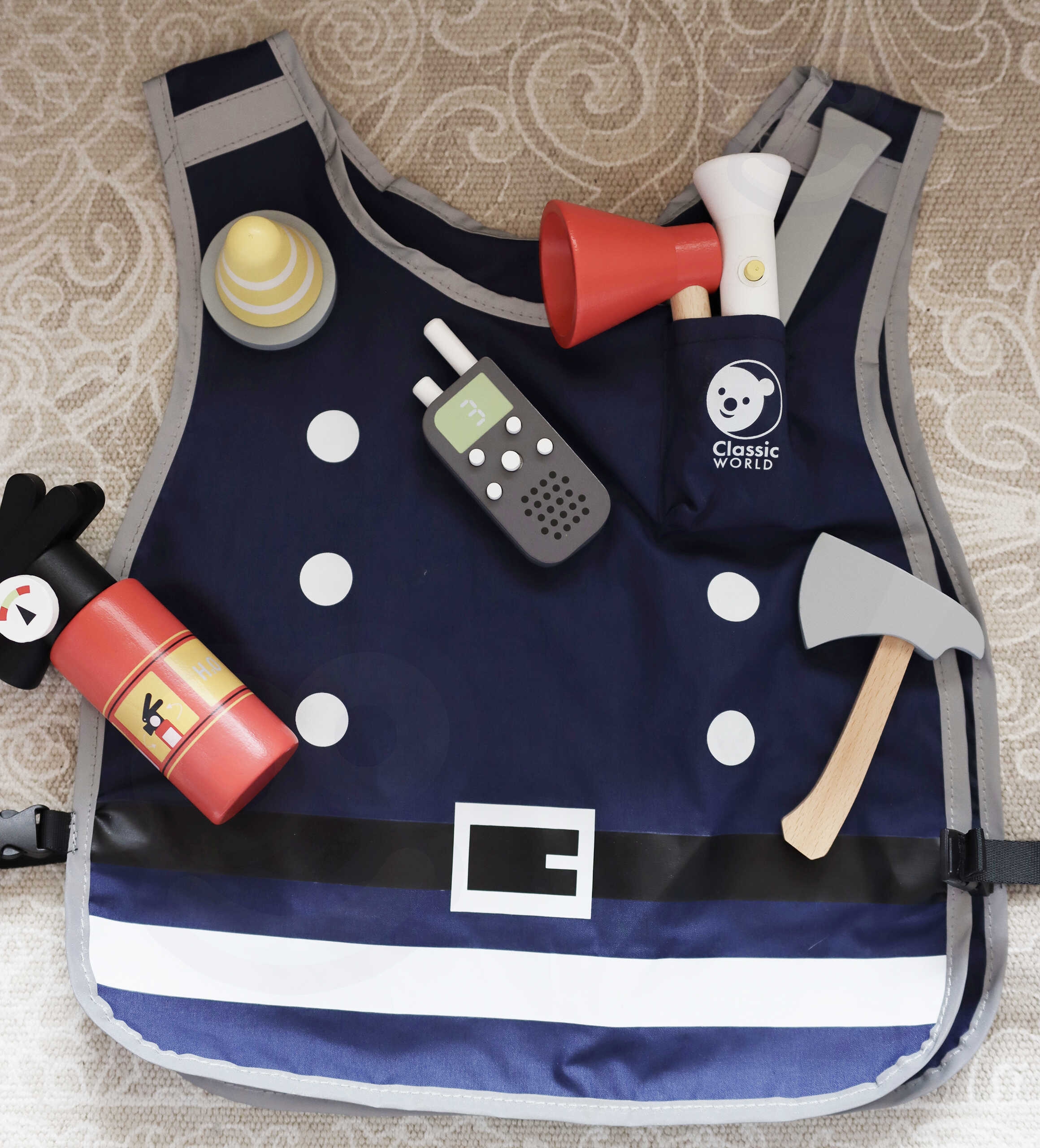 Little firefighter set costume tools 8 pcs.