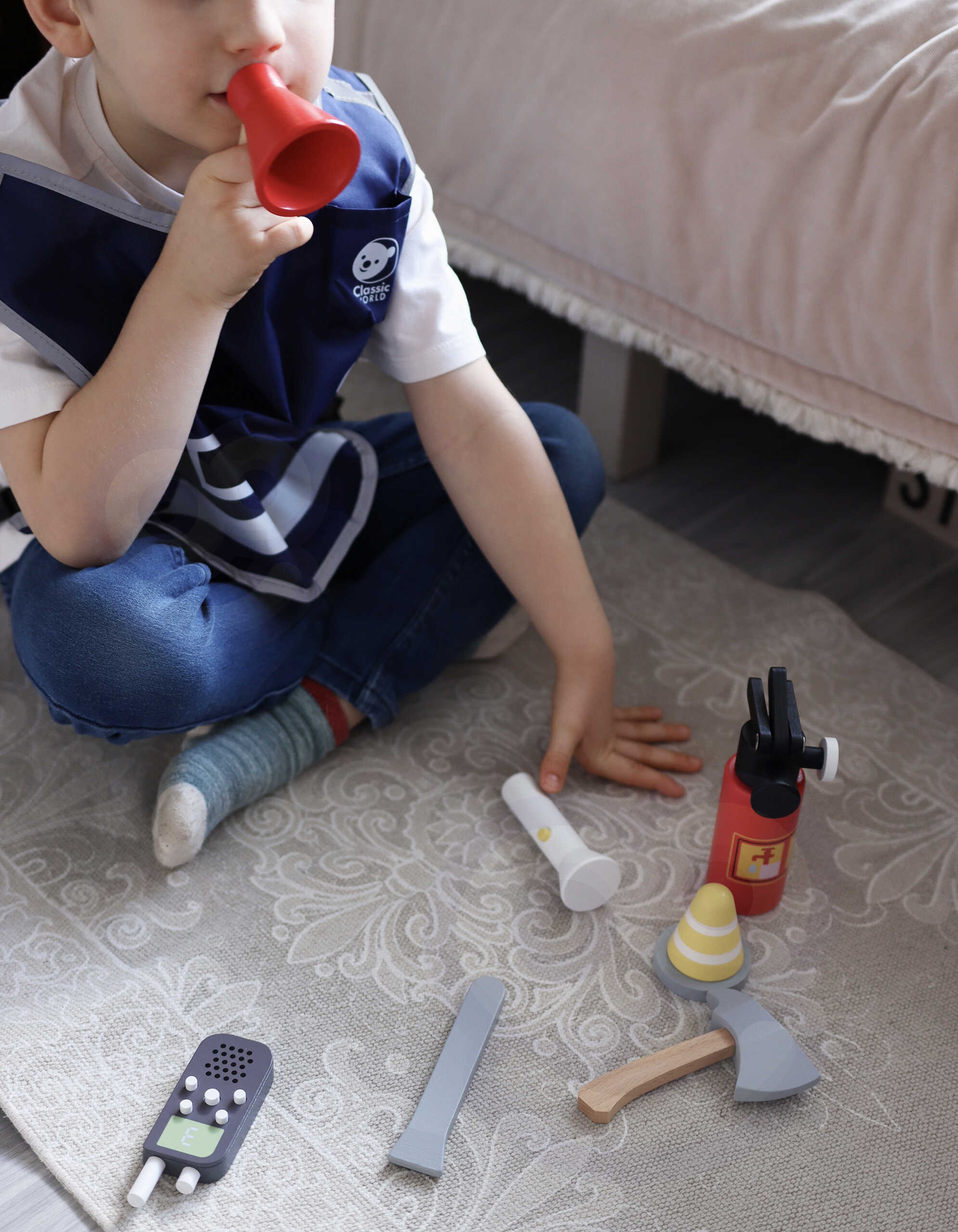 Little firefighter set costume tools 8 pcs.