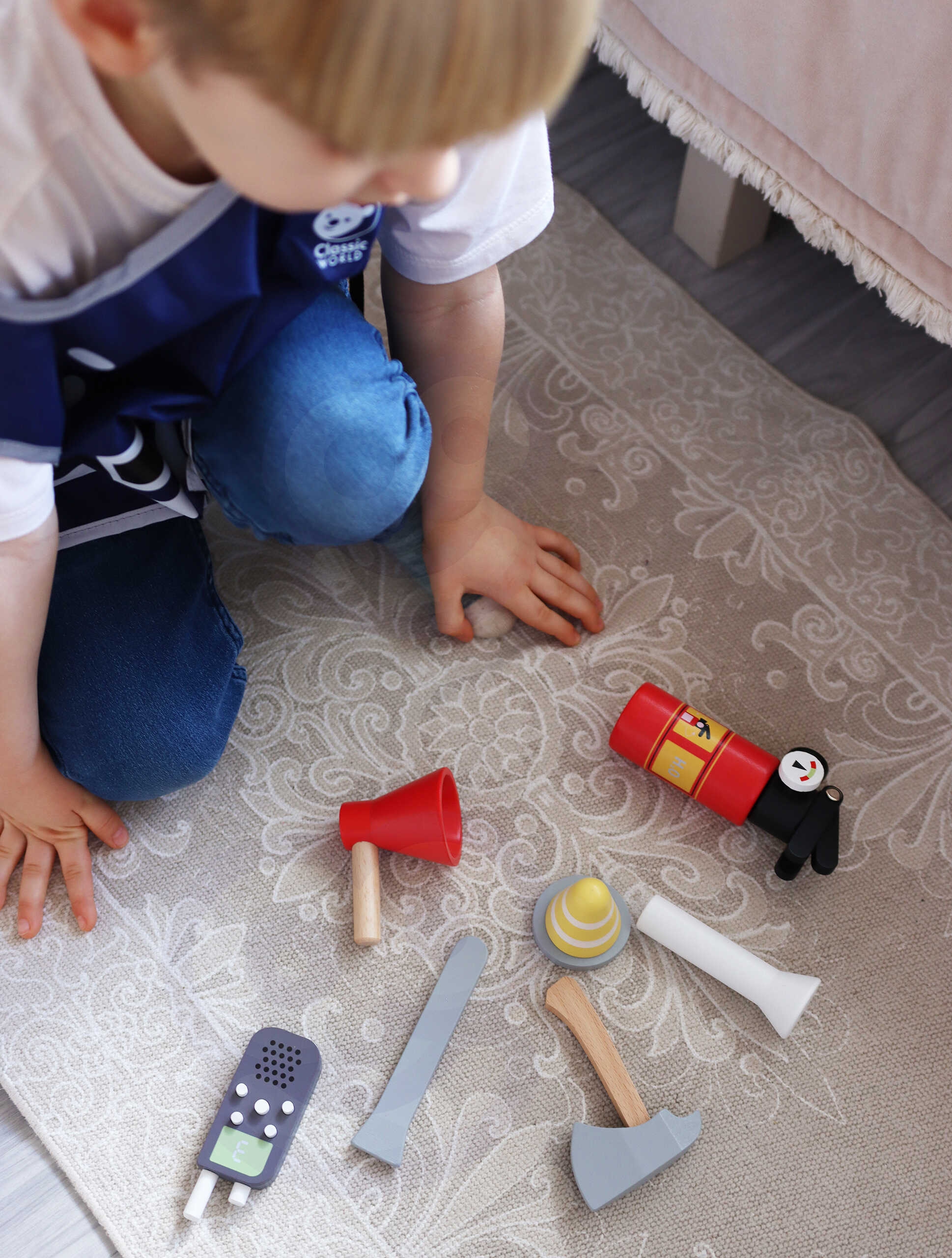 Little firefighter set costume tools 8 pcs.