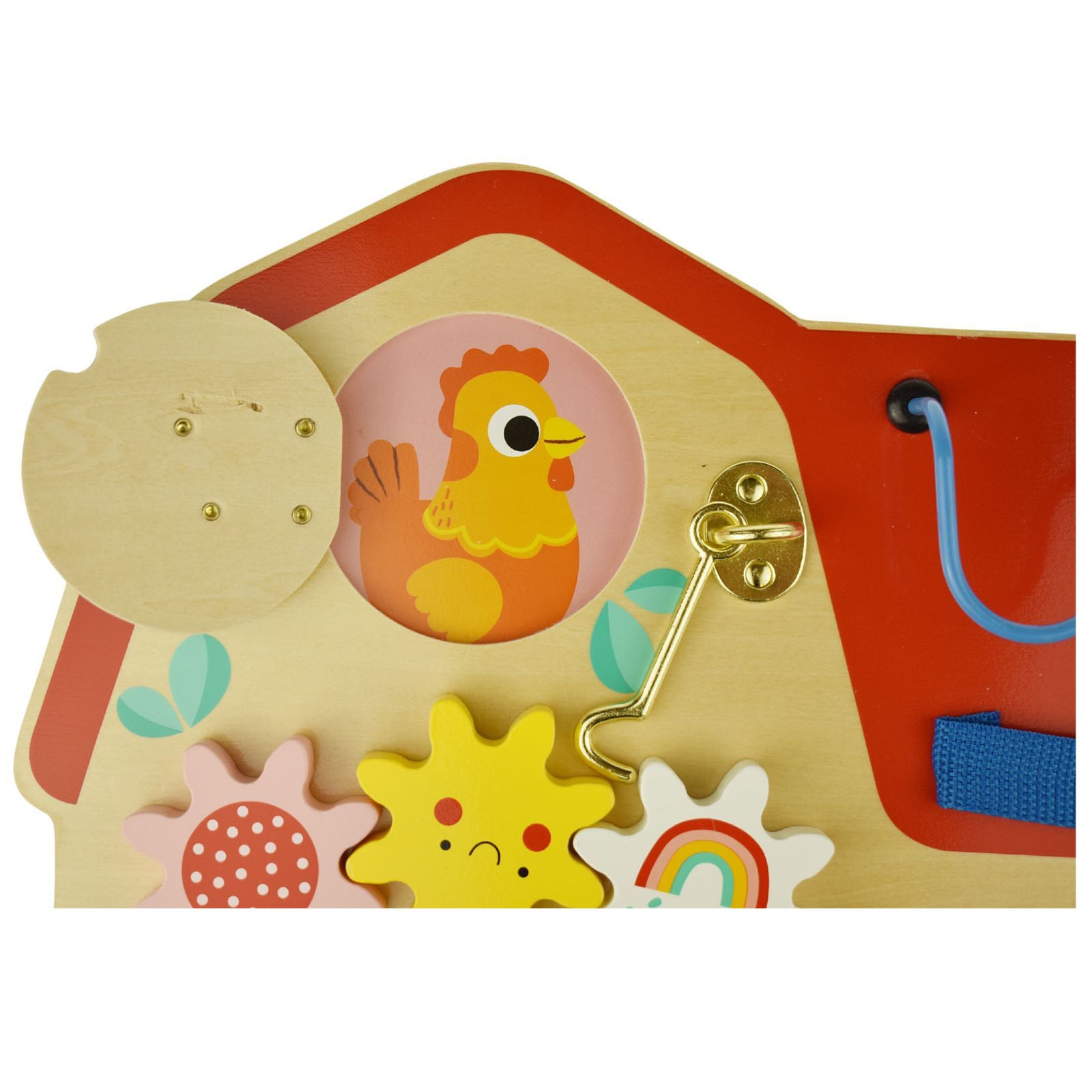 Drewniana tablica montessori manipulacyjna zamki zębatki pętle