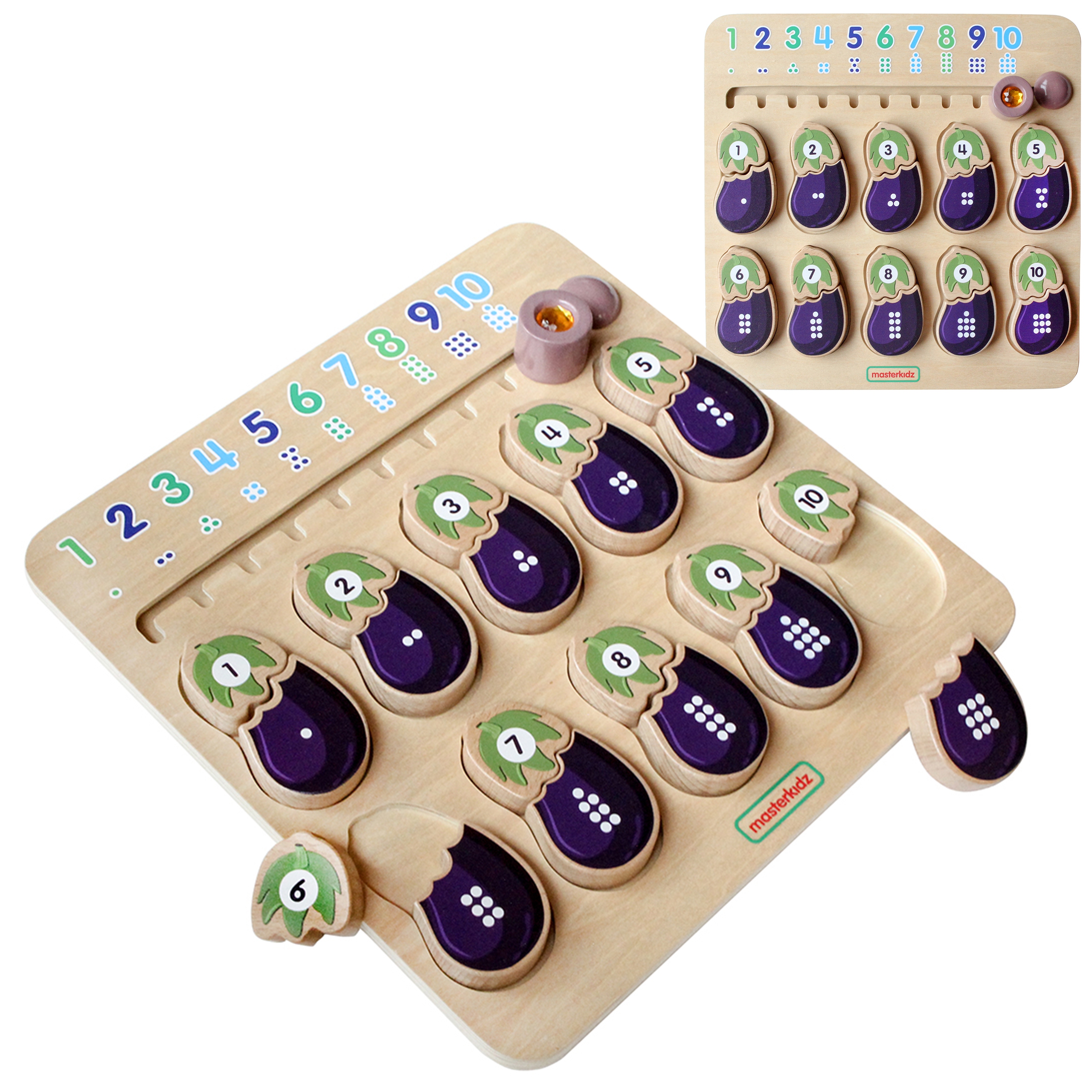 Tablica edukacyjna bakłażan nauka liczb montessori