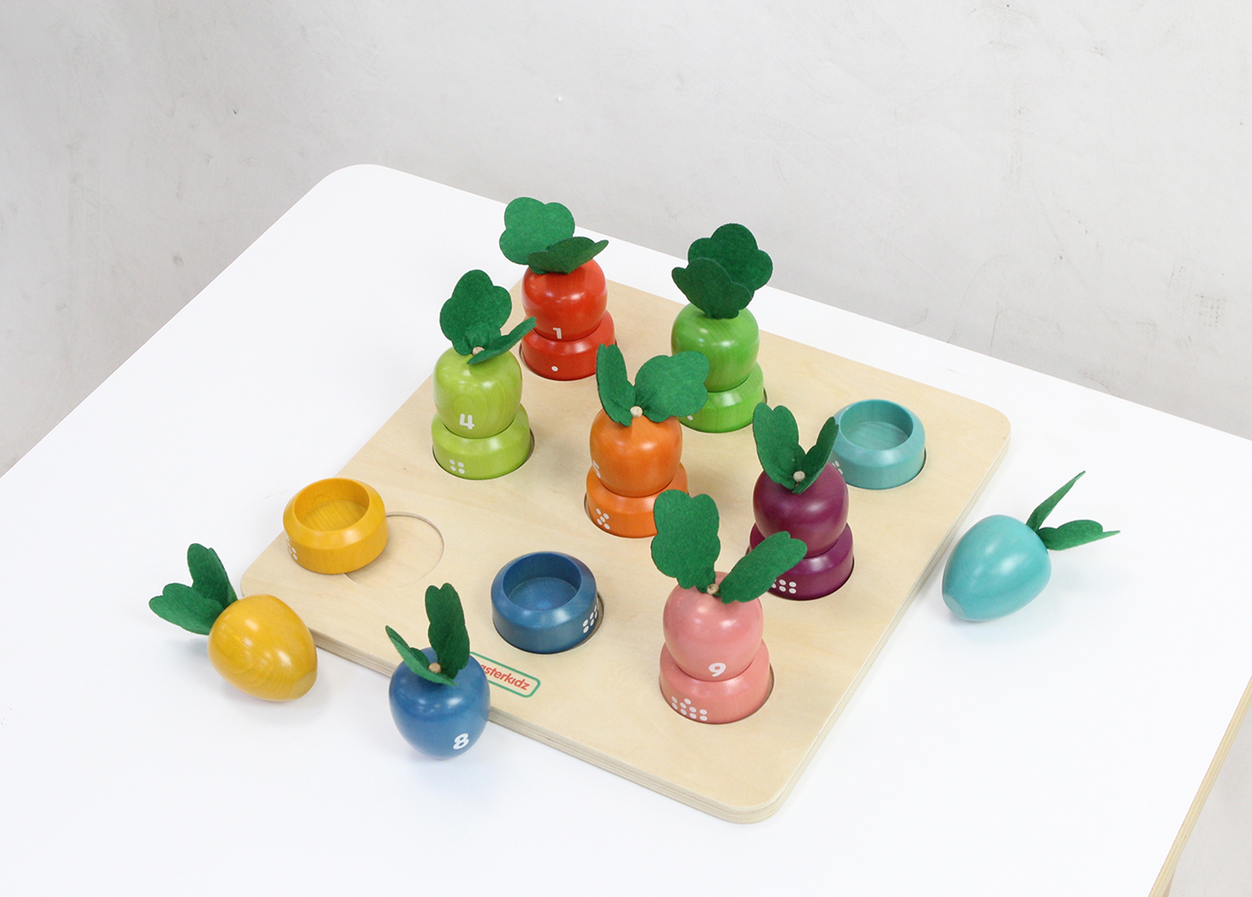 Tablica edukacyjna warzywa nauka liczb i kolorów montessori