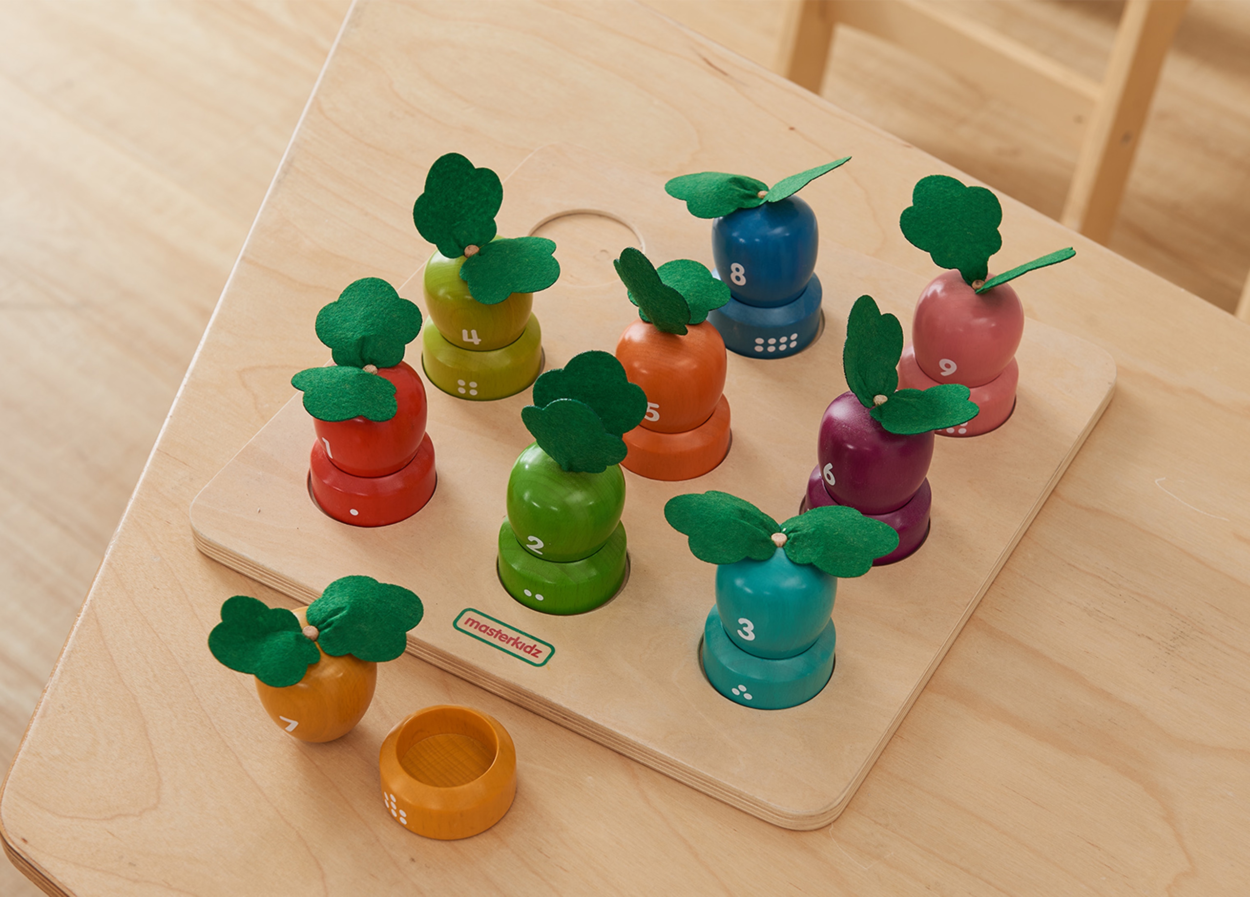 Tablica edukacyjna warzywa nauka liczb i kolorów montessori