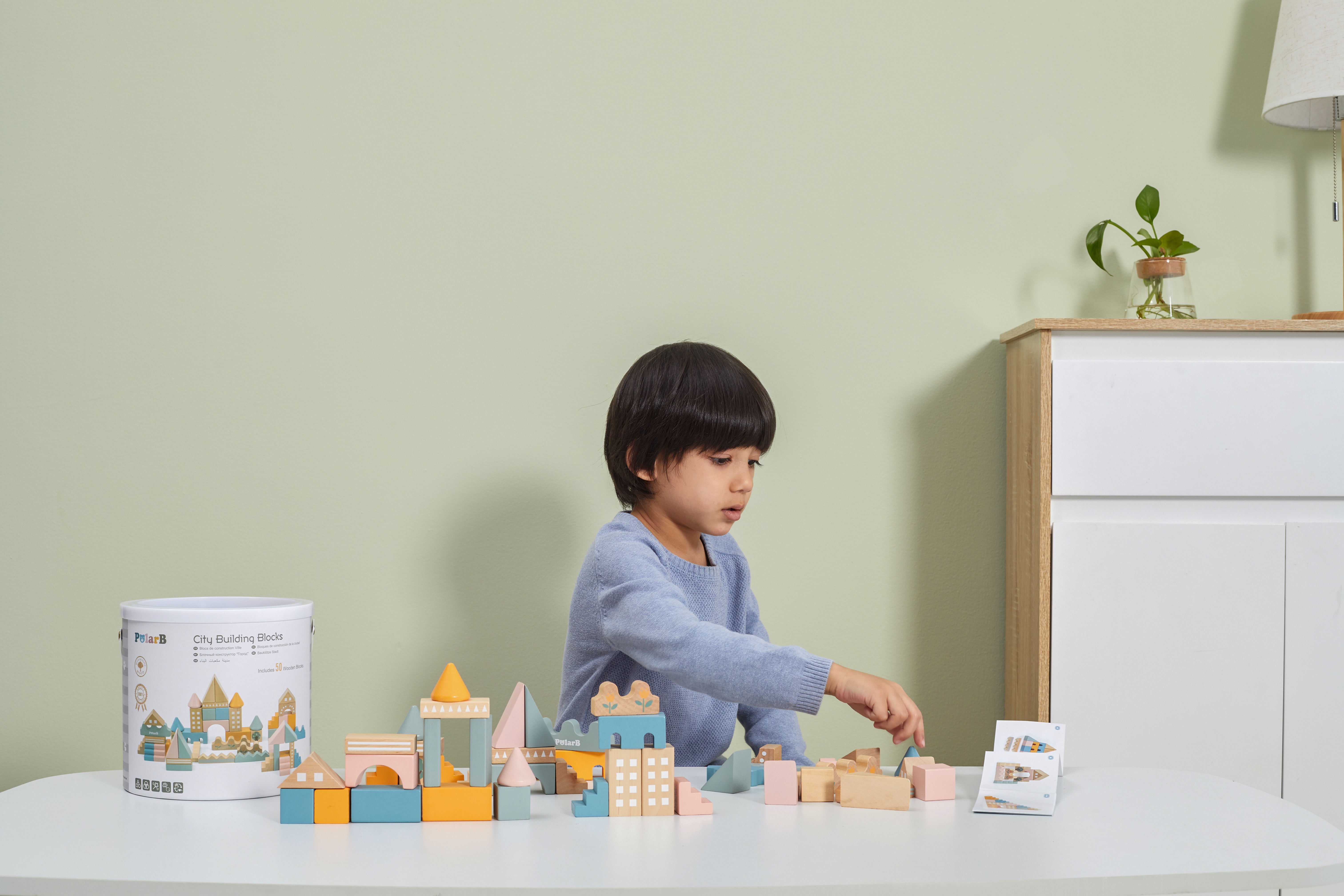 Polarb drewniane klocki bloki miejskie 50 elementów montessori