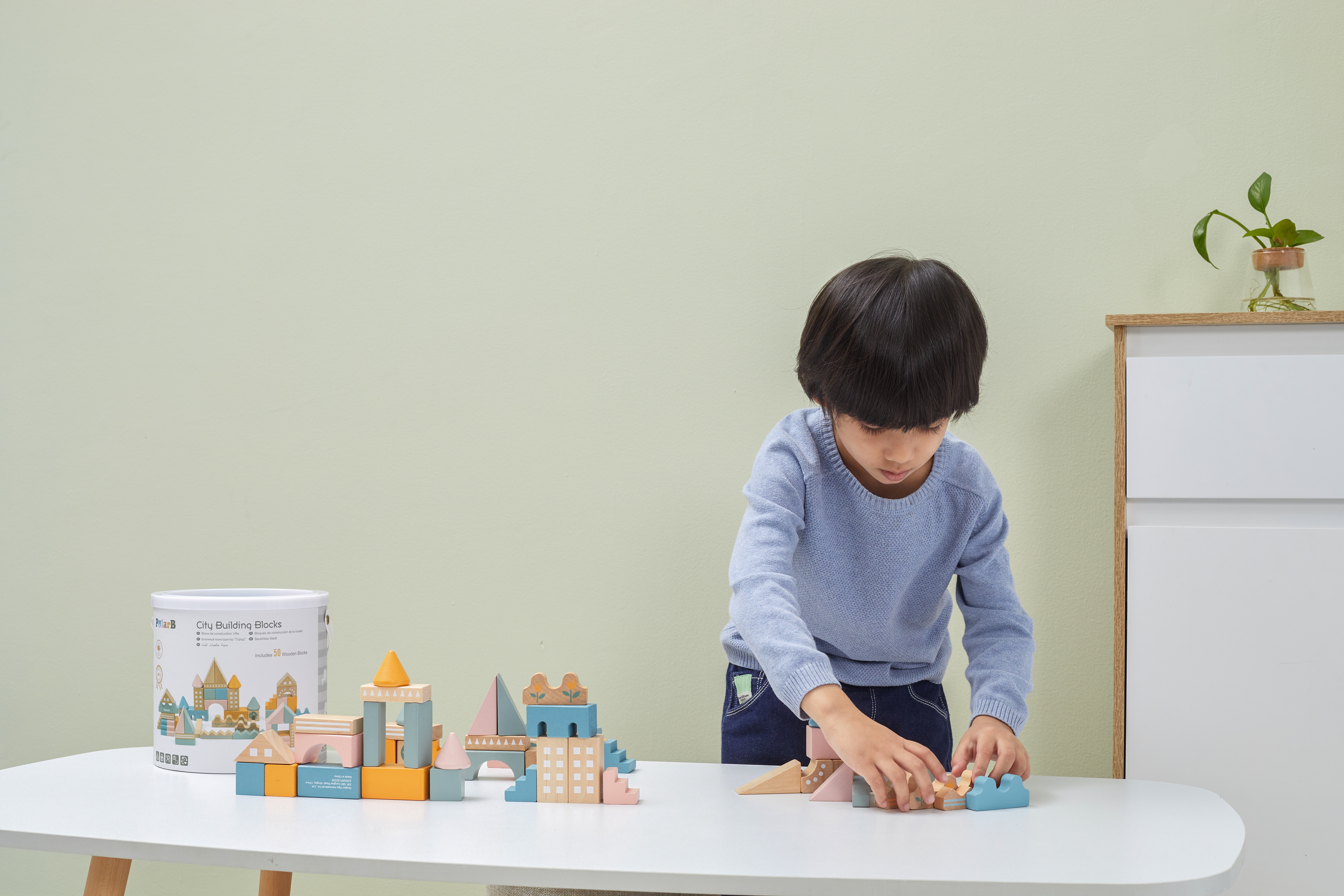 Polarb drewniane klocki bloki miejskie 50 elementów montessori