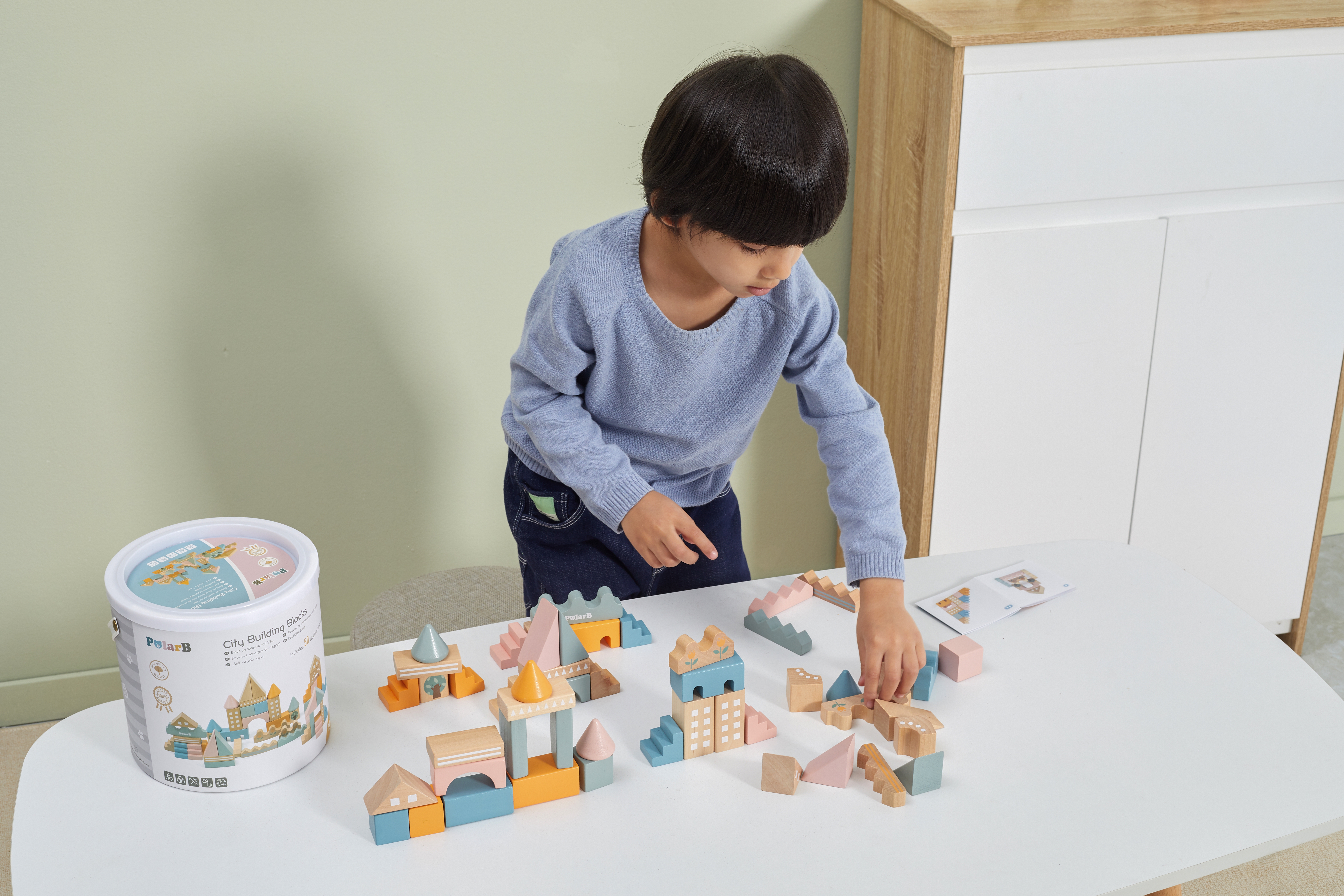 Polarb drewniane klocki bloki miejskie 50 elementów montessori