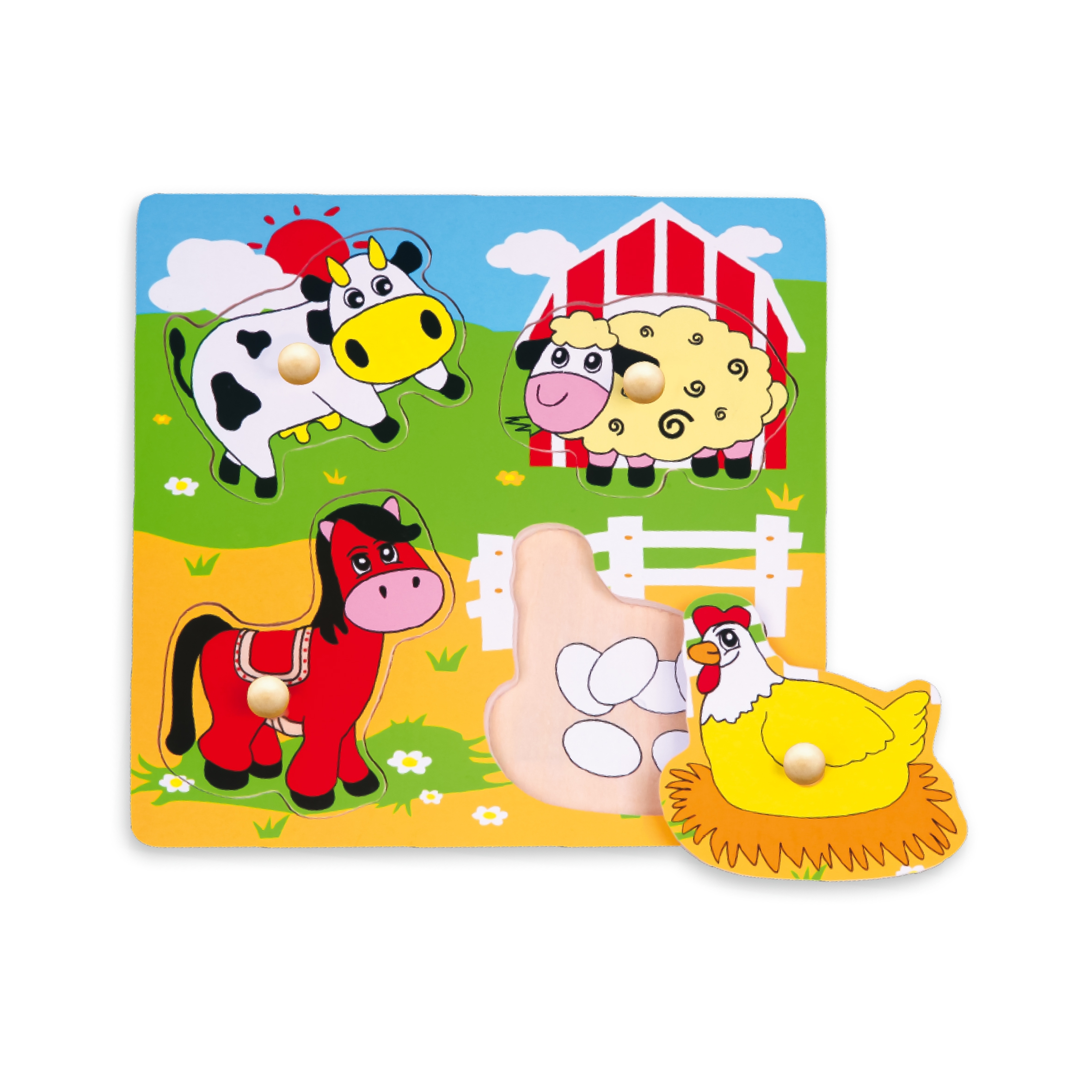 Drewniane Puzzle Farma Układanka Niespodzianka Viga Toys