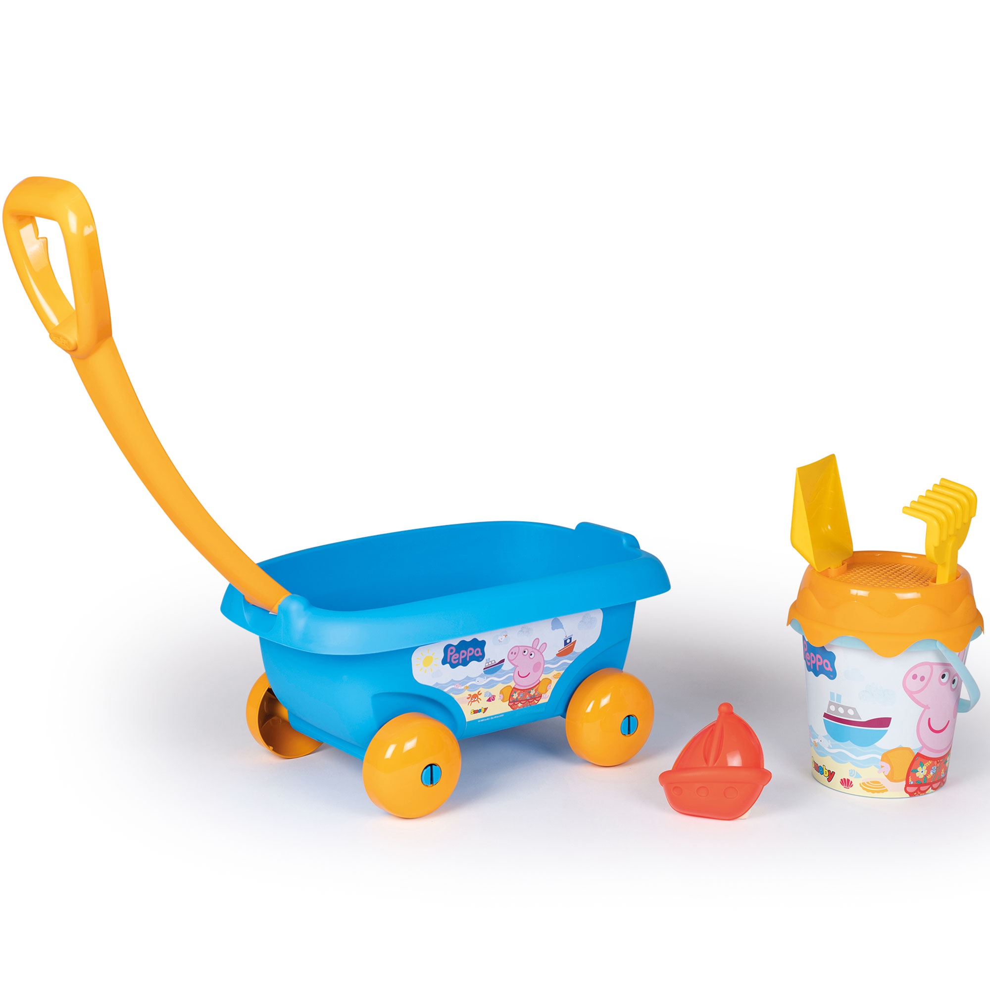 🐷 Wózek z wiaderkiem i akcesoriami do piasku Świnka Peppa