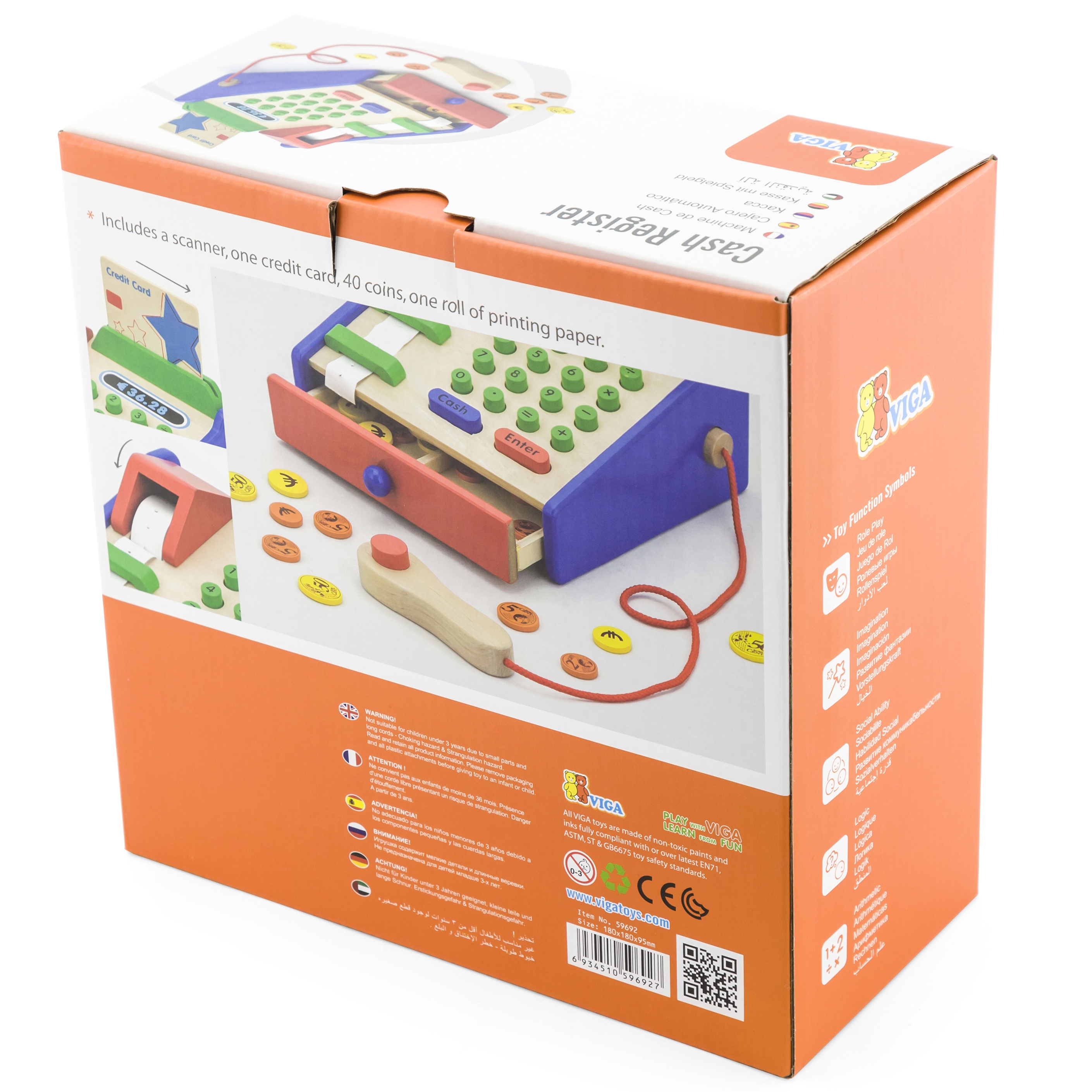 Mali Kupcy - Drewniana Kasa Montessori z Skanerem