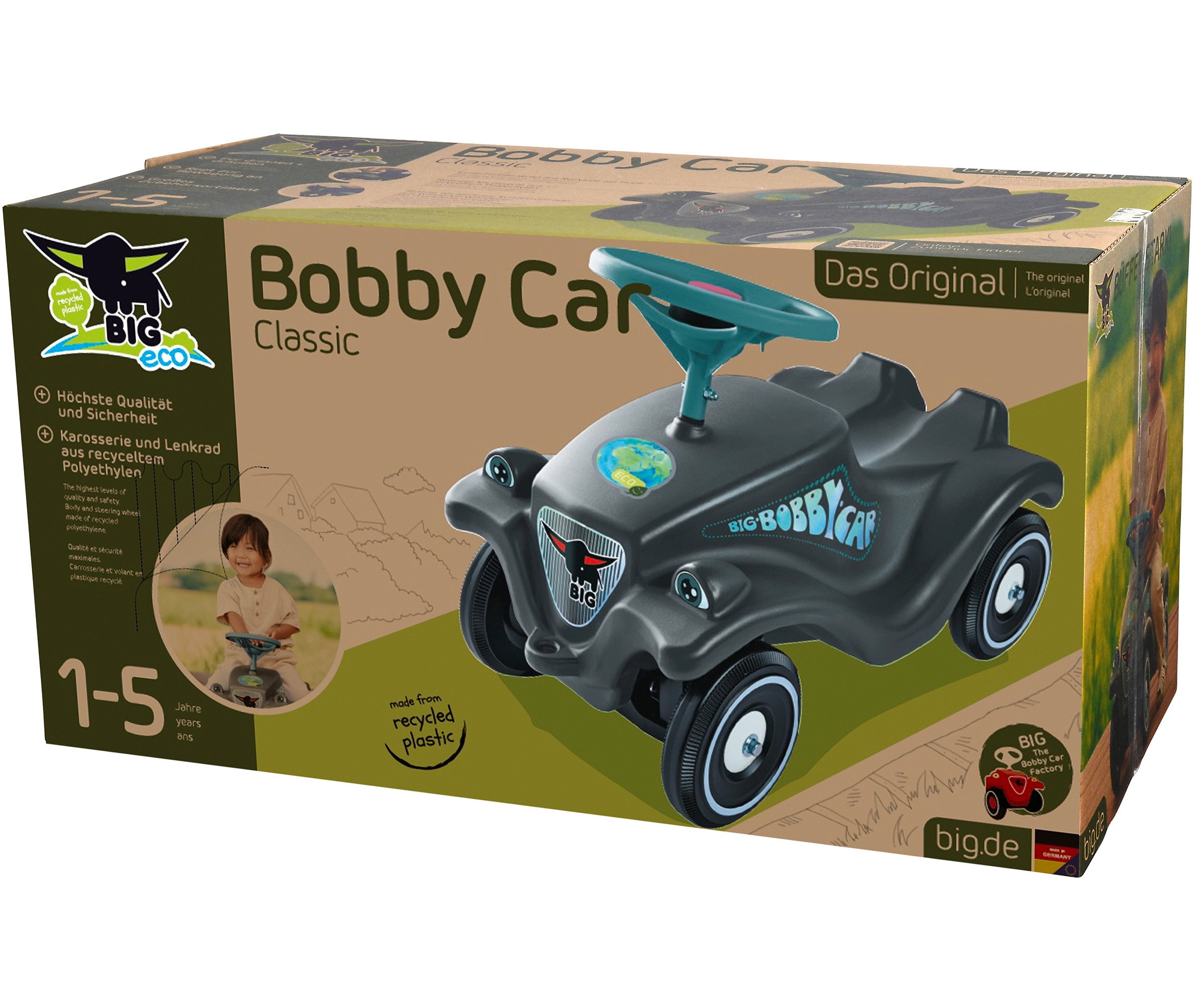 Jeździk bobby car classic eco z klaksonem szary