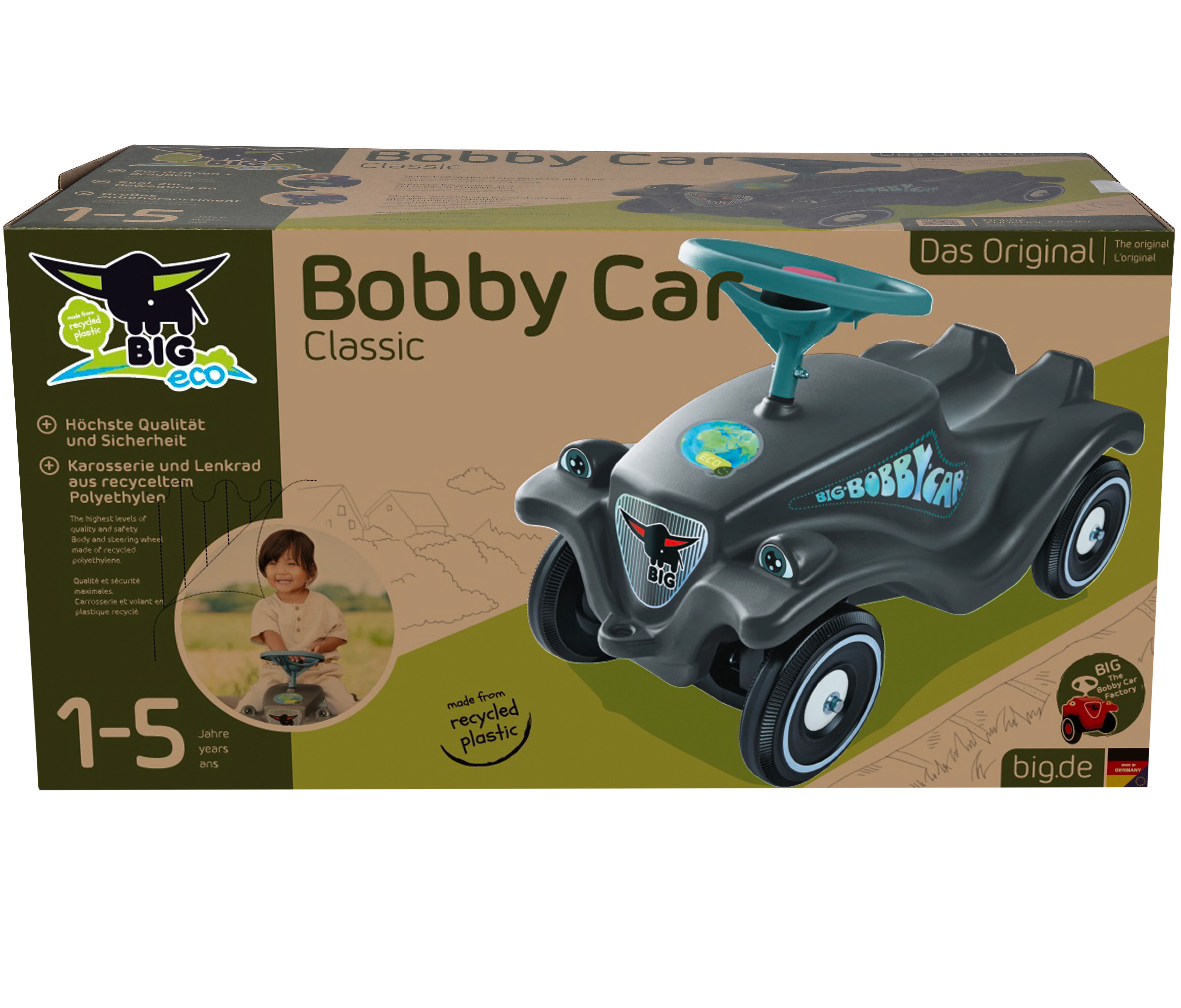 Jeździk bobby car classic eco z klaksonem szary