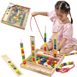 VIGA Drewniana Gra edukacyjna Logiczne koraliki 104 elementy Montessori