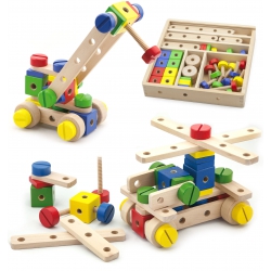 Viga Toys Wooden Construction Set 53 pieces in a Montessori box
