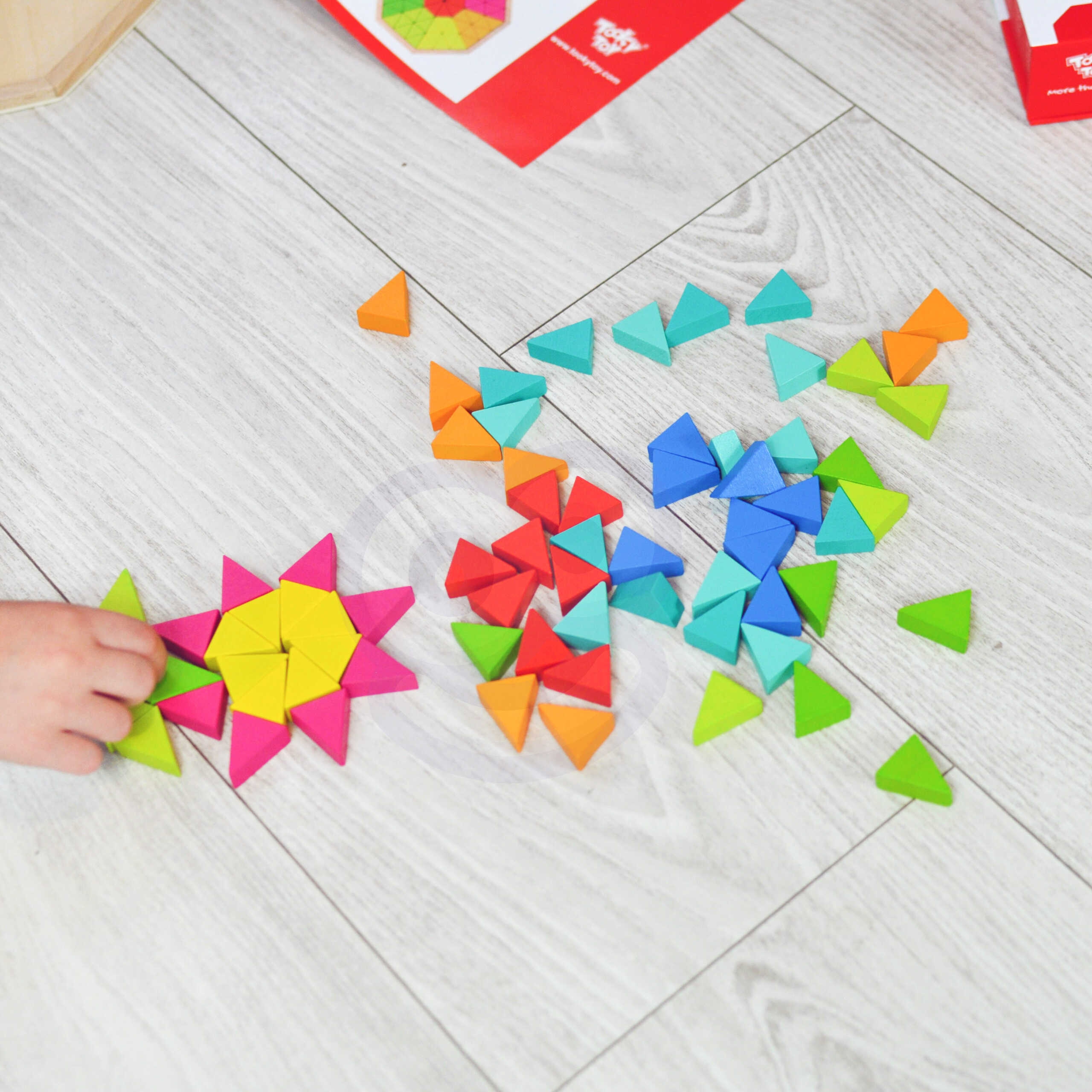 Puzzle ośmiokątne drewniana mozaika edukacyjna (73el.)