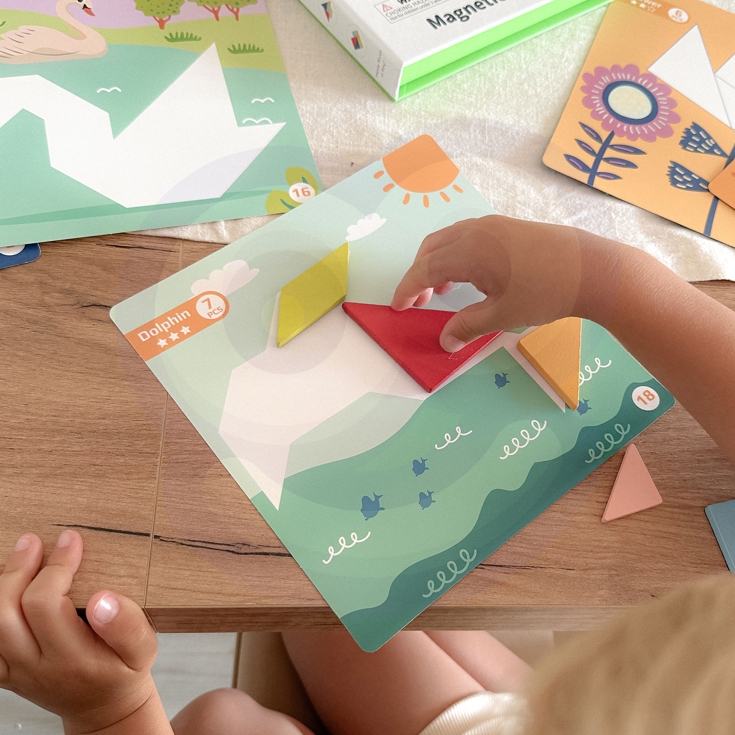 Puzzle tangram układanka dla dzieci nauka kształtów figury kształty 18el.