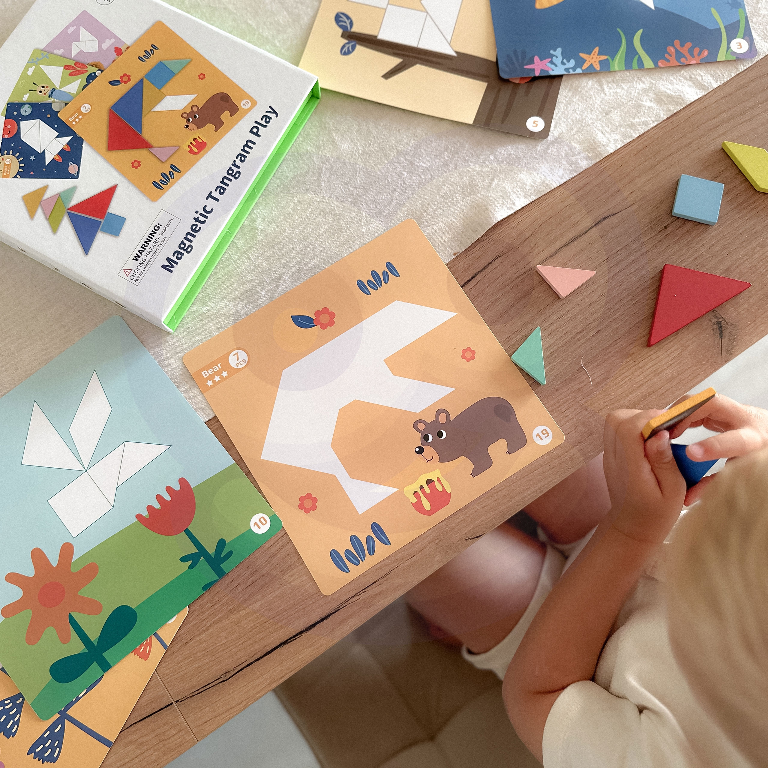 Puzzle tangram układanka dla dzieci nauka kształtów figury kształty 18el.