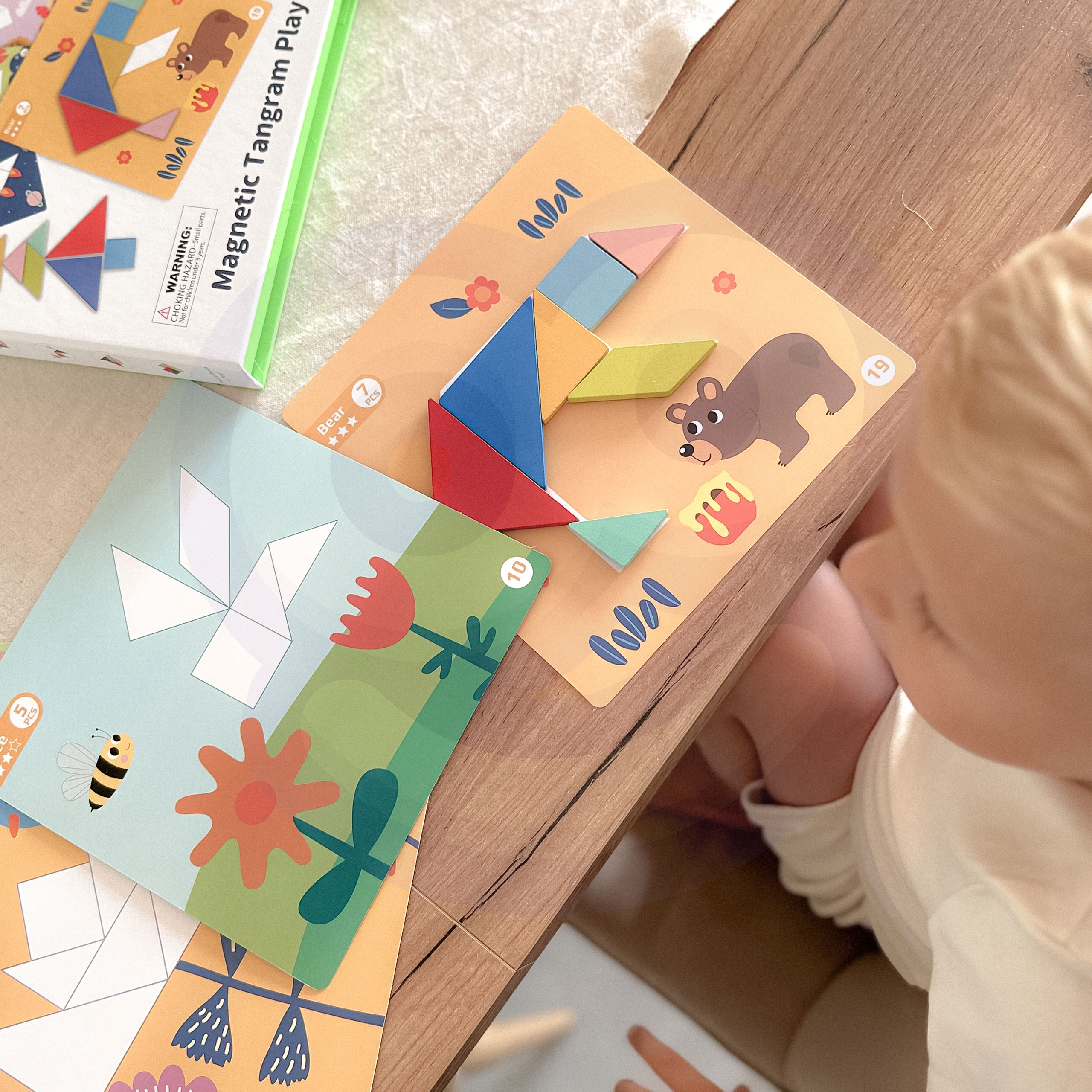 Puzzle tangram układanka dla dzieci nauka kształtów figury kształty 18el.