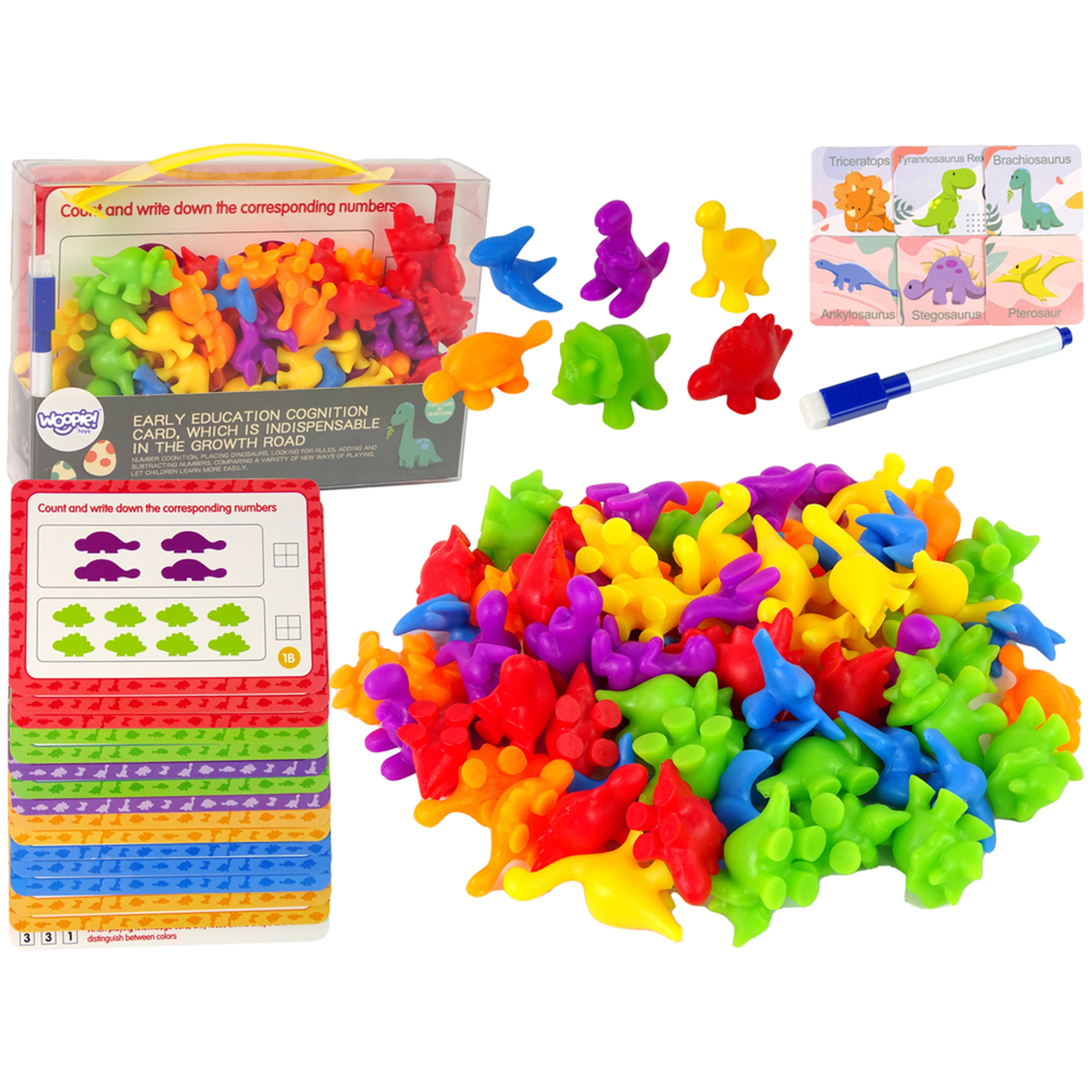 Zestaw edukacyjny nauka liczenia montessori sorter dinozaury 95 el.